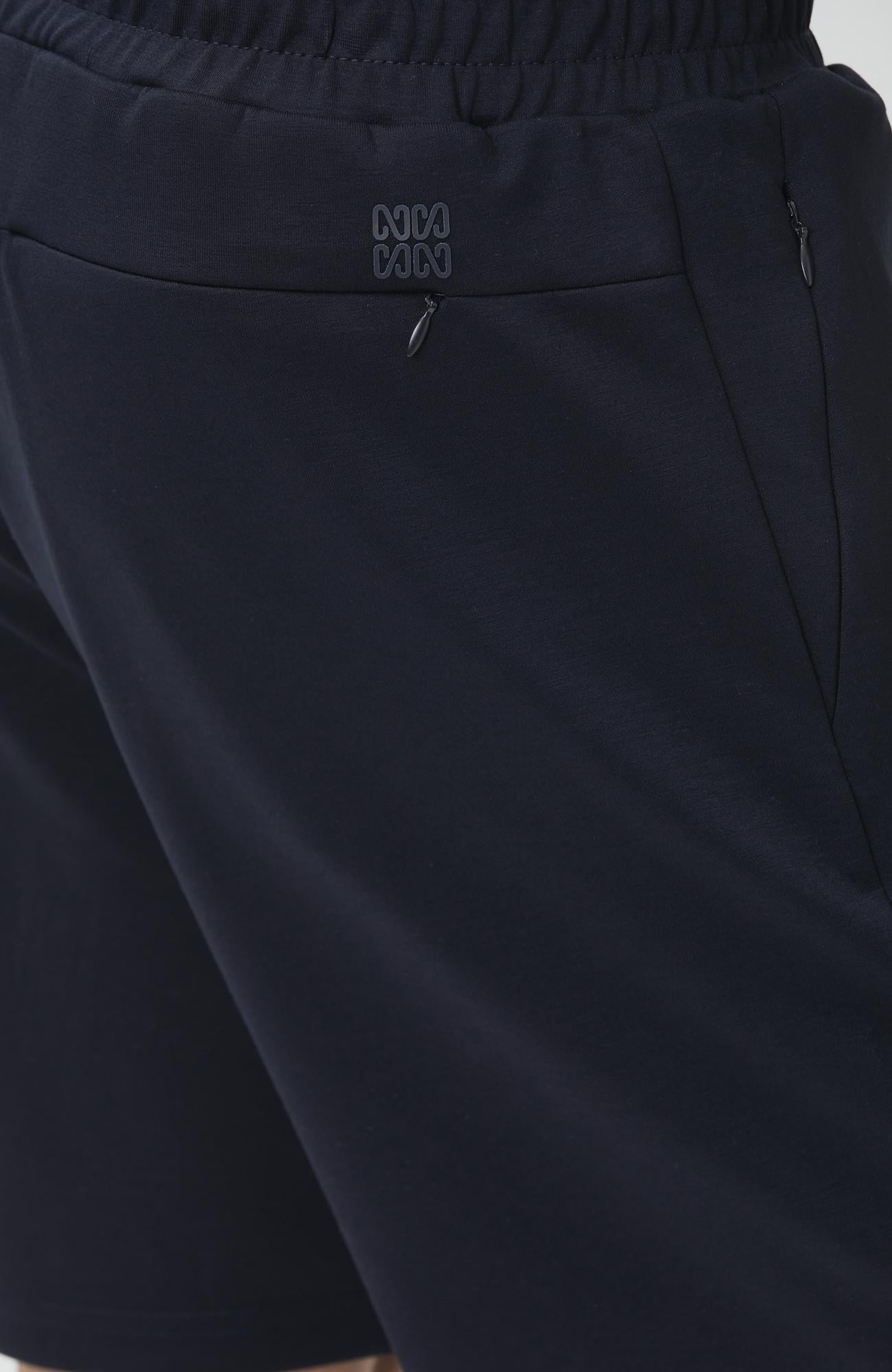 Network Erkek Slim Fit Lacivert Fermuar Detaylı Örme Şort