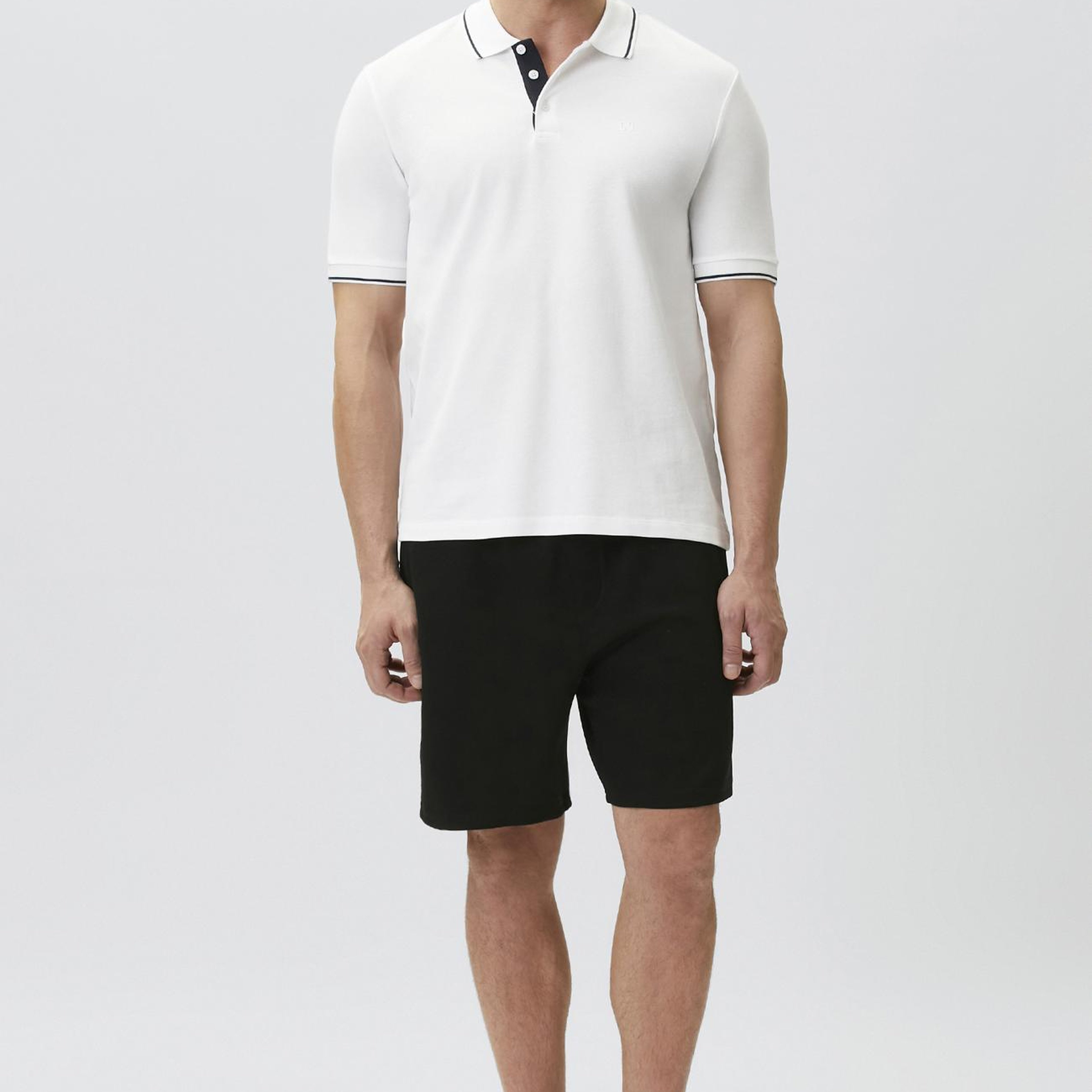 Network Erkek Beyaz Polo Yaka Patı Renkli T-shirt
