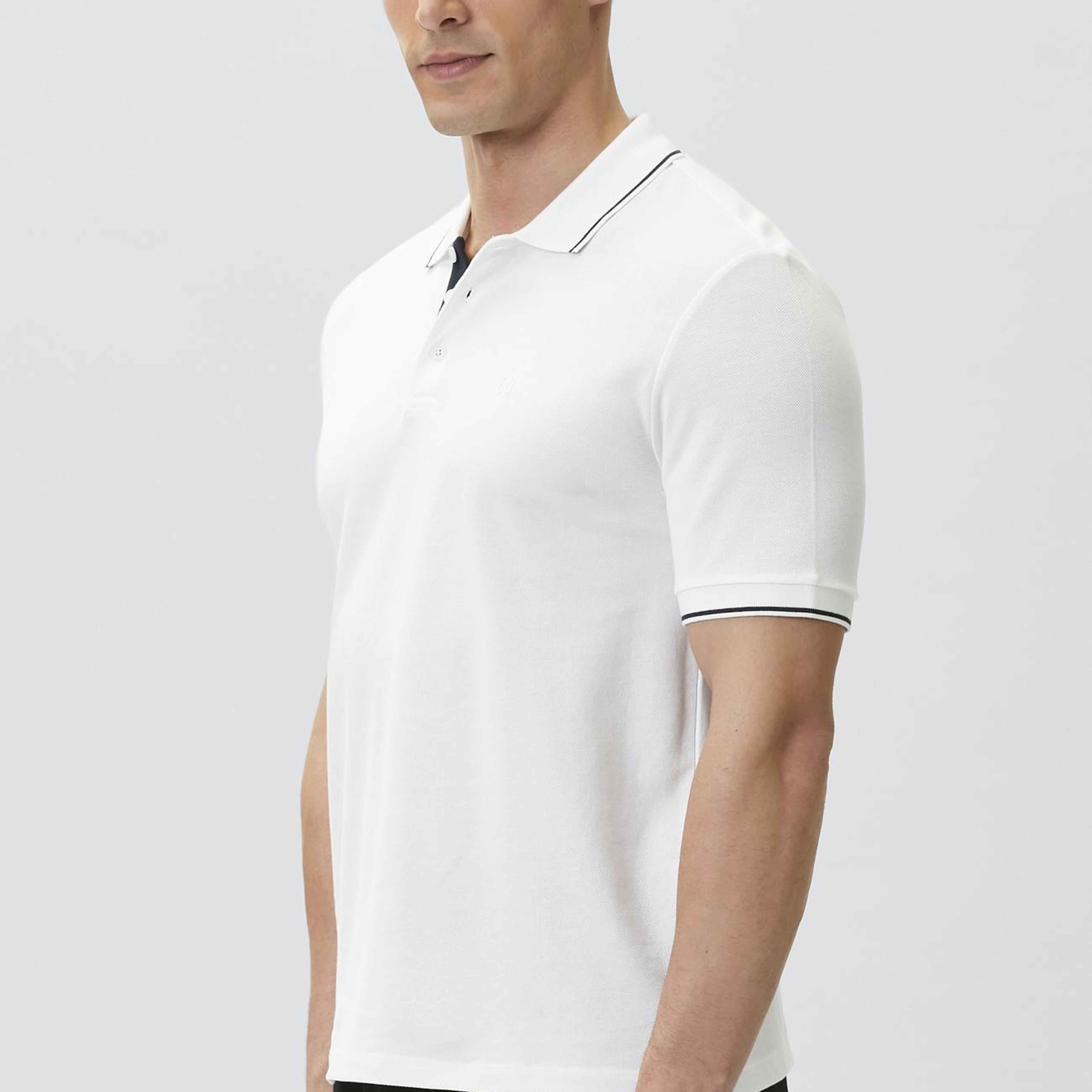Network Erkek Beyaz Polo Yaka Patı Renkli T-shirt