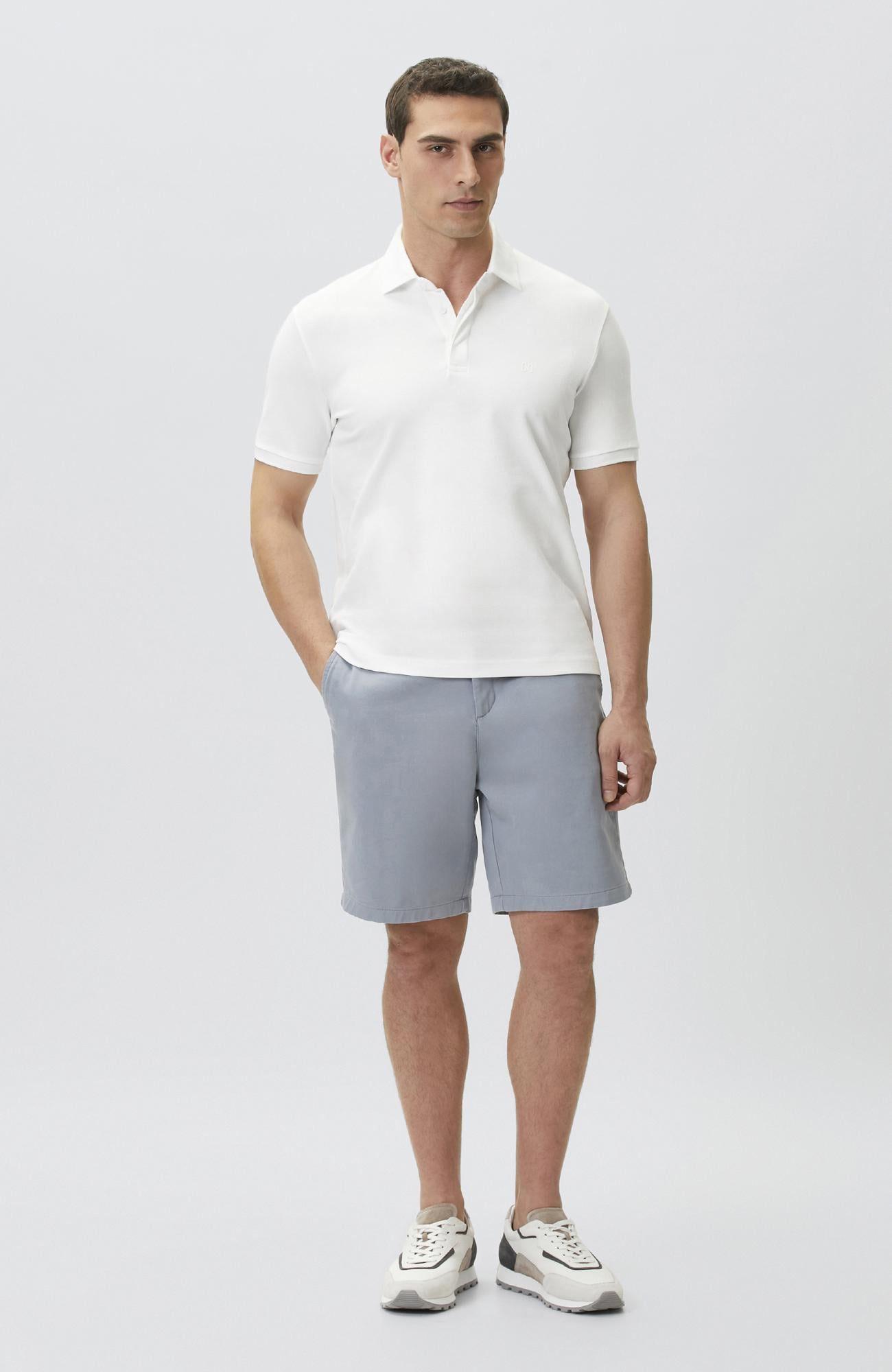 Network Erkek Kırık Beyaz Polo Yaka Pike Desen T-shirt