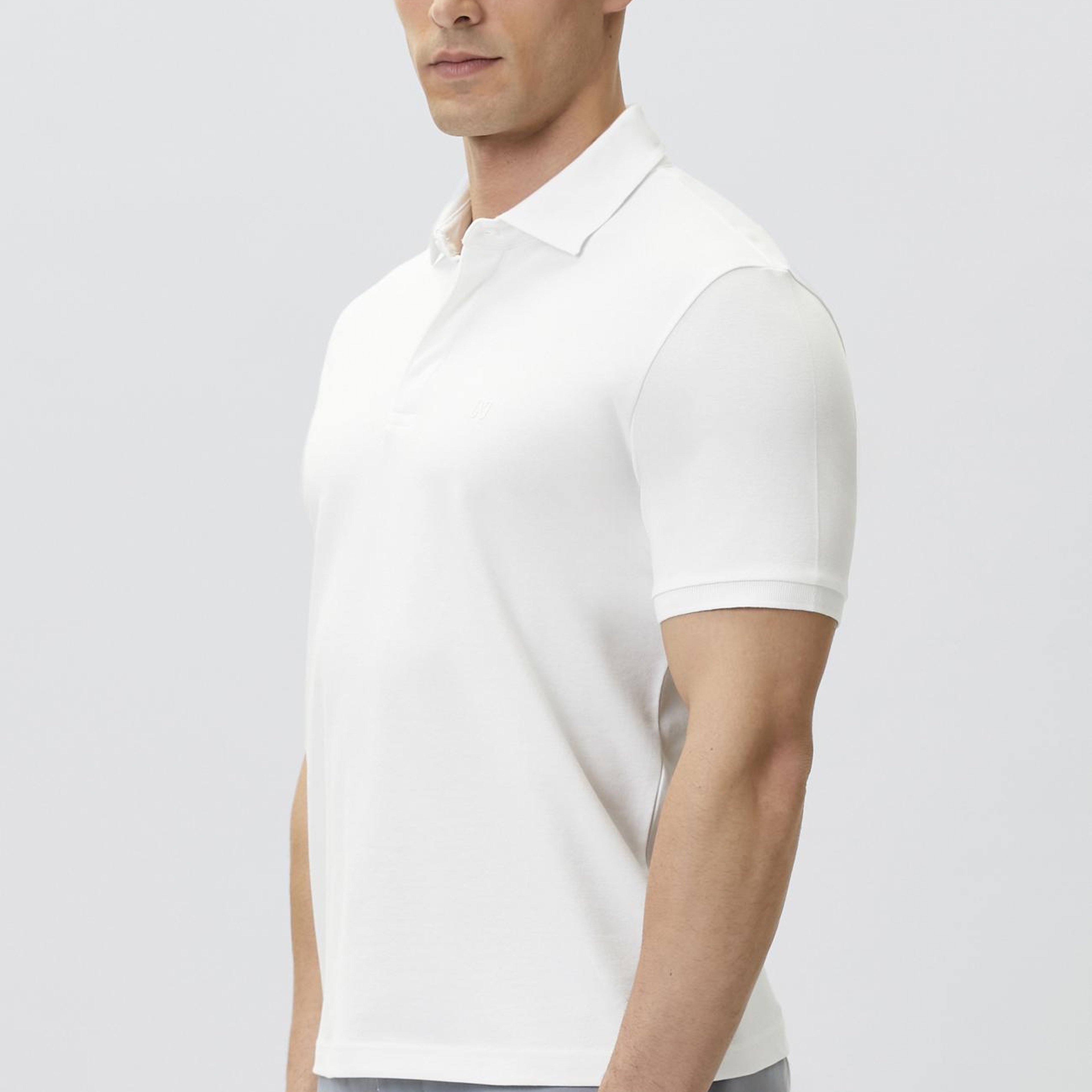 Network Erkek Kırık Beyaz Polo Yaka Pike Desen T-shirt