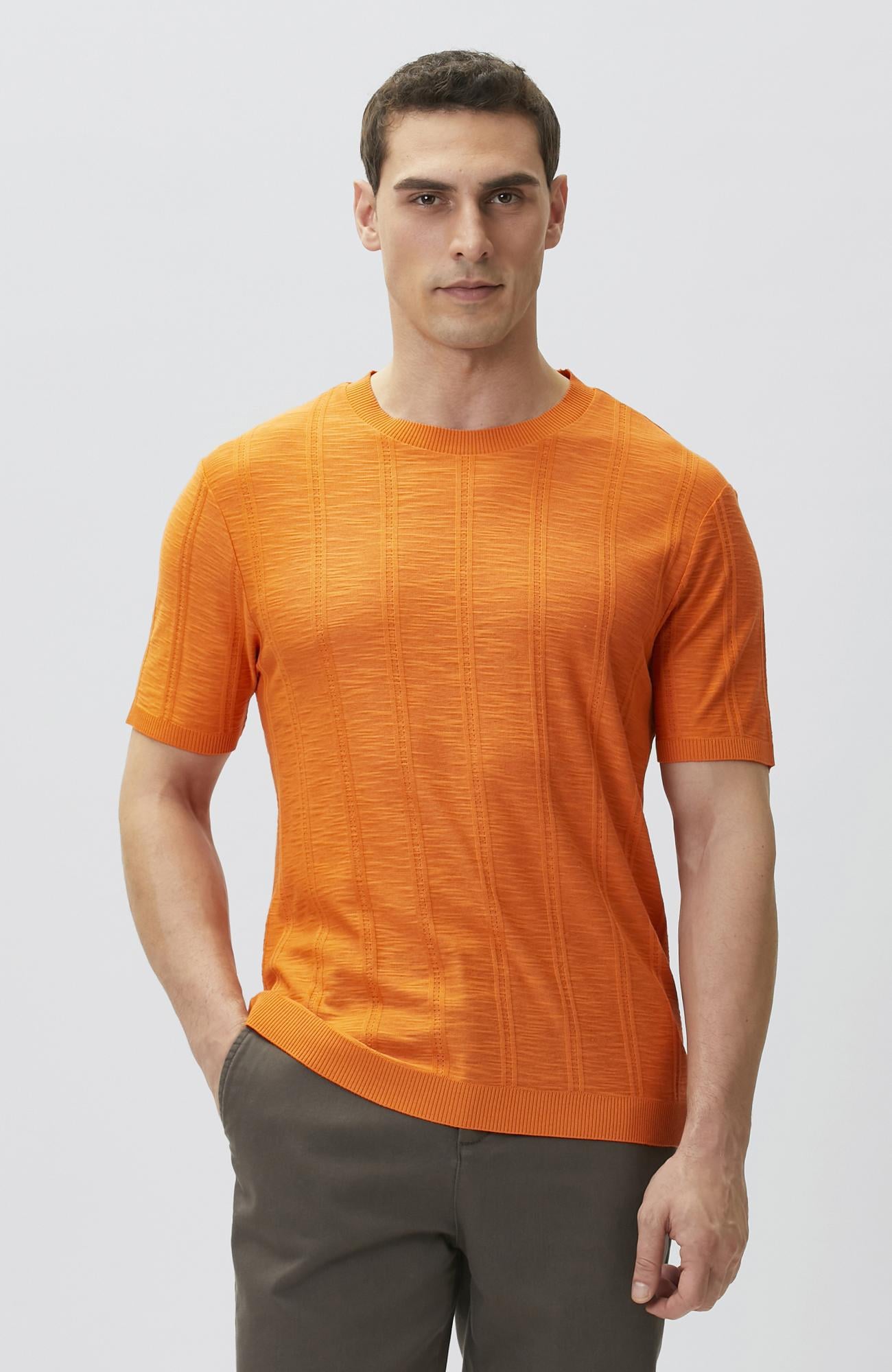 Network Erkek Turuncu Desenli T-shirt