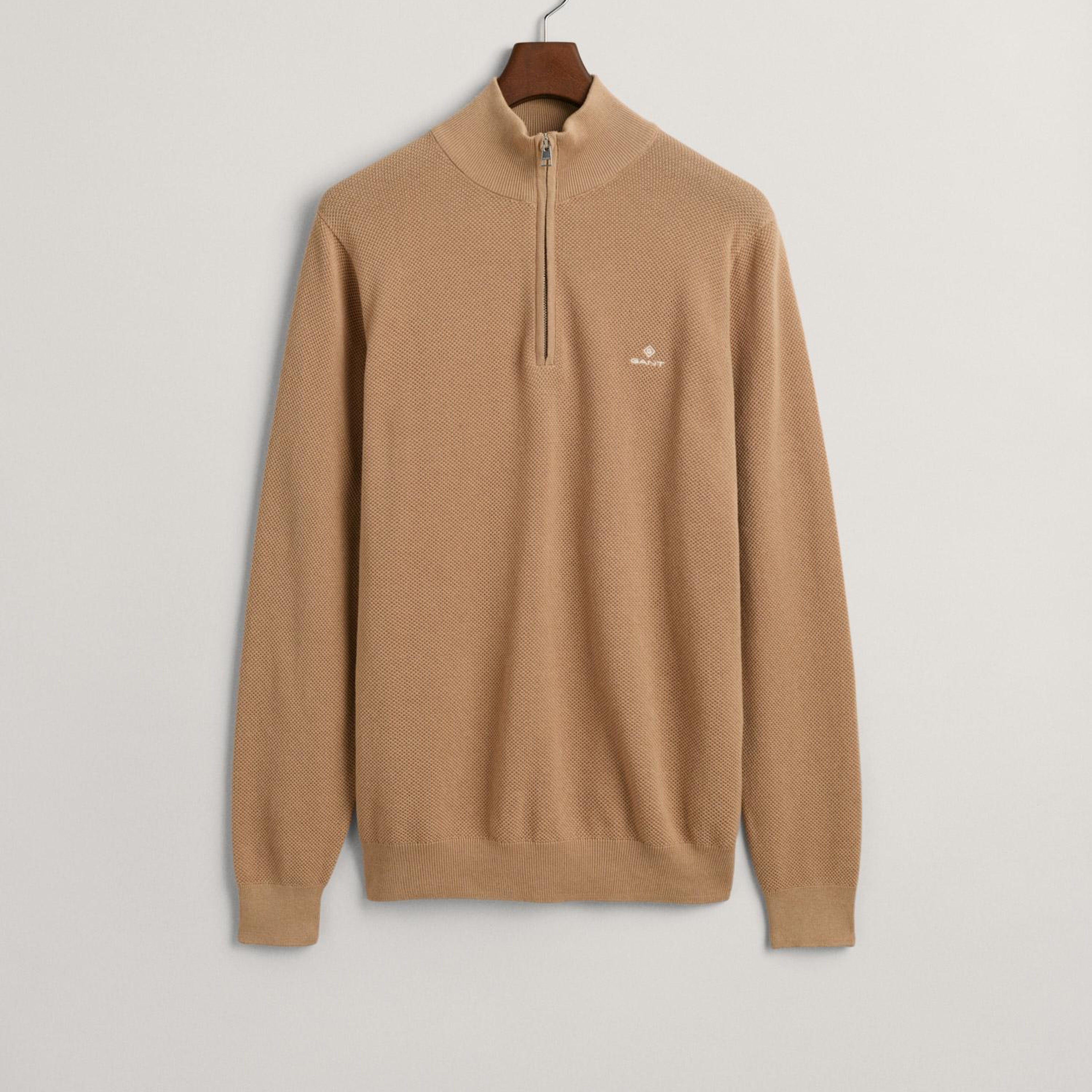 GANT Erkek Bej Regular Fit Yarım Fermuarlı Kazak