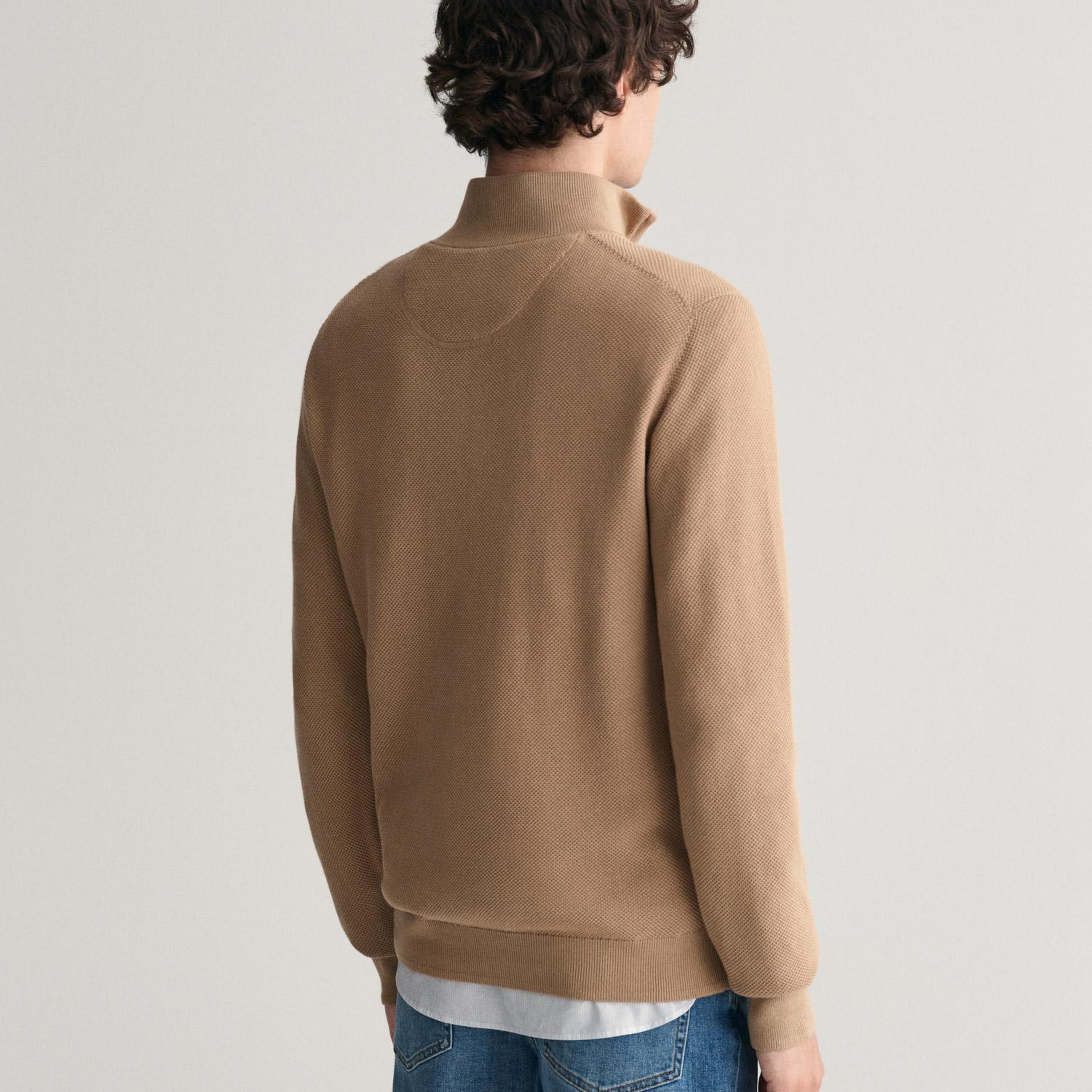 GANT Erkek Bej Regular Fit Yarım Fermuarlı Kazak