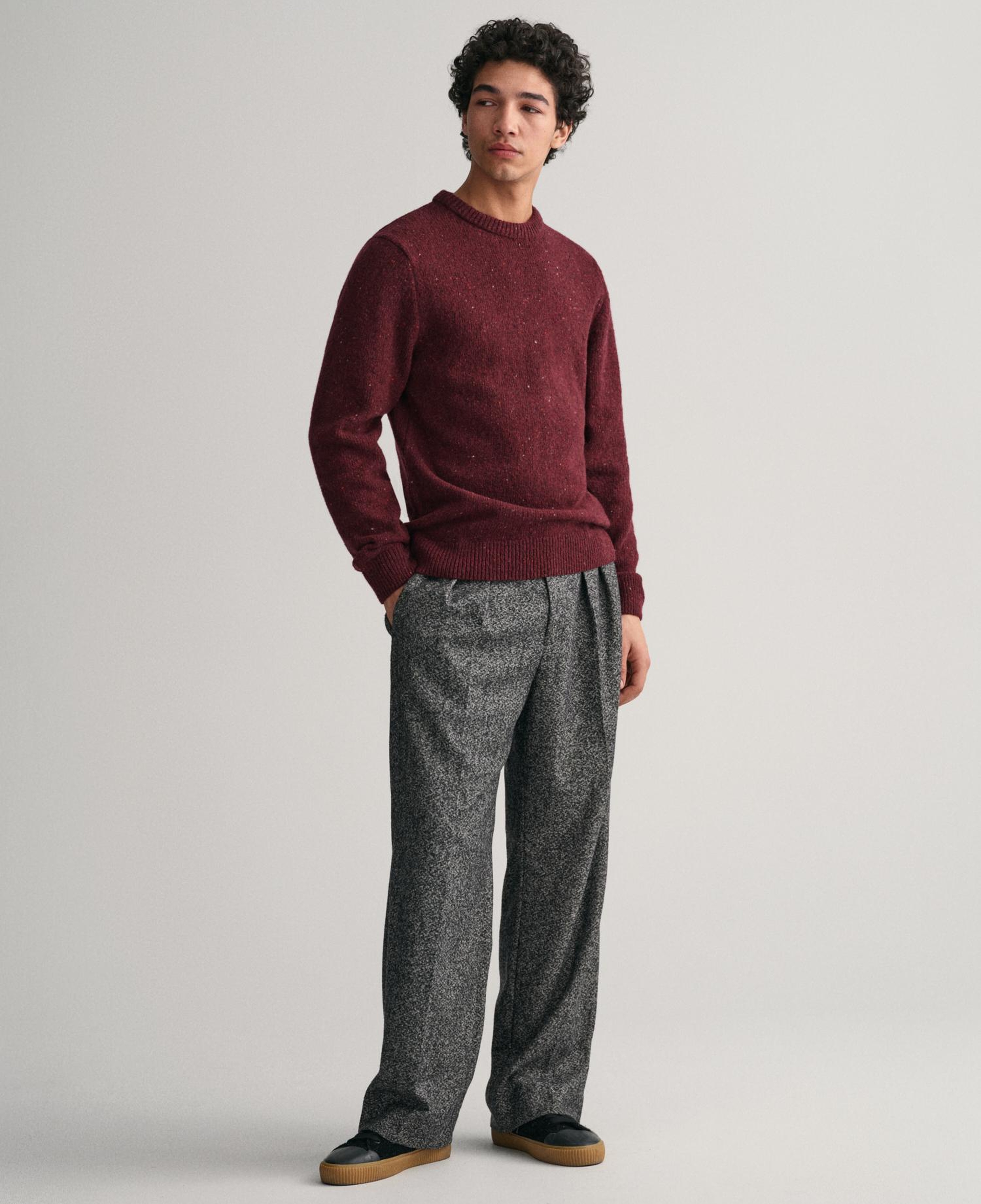 GANT Erkek Bordo Regular Fit Bisiklet Yaka Yünlü Kazak