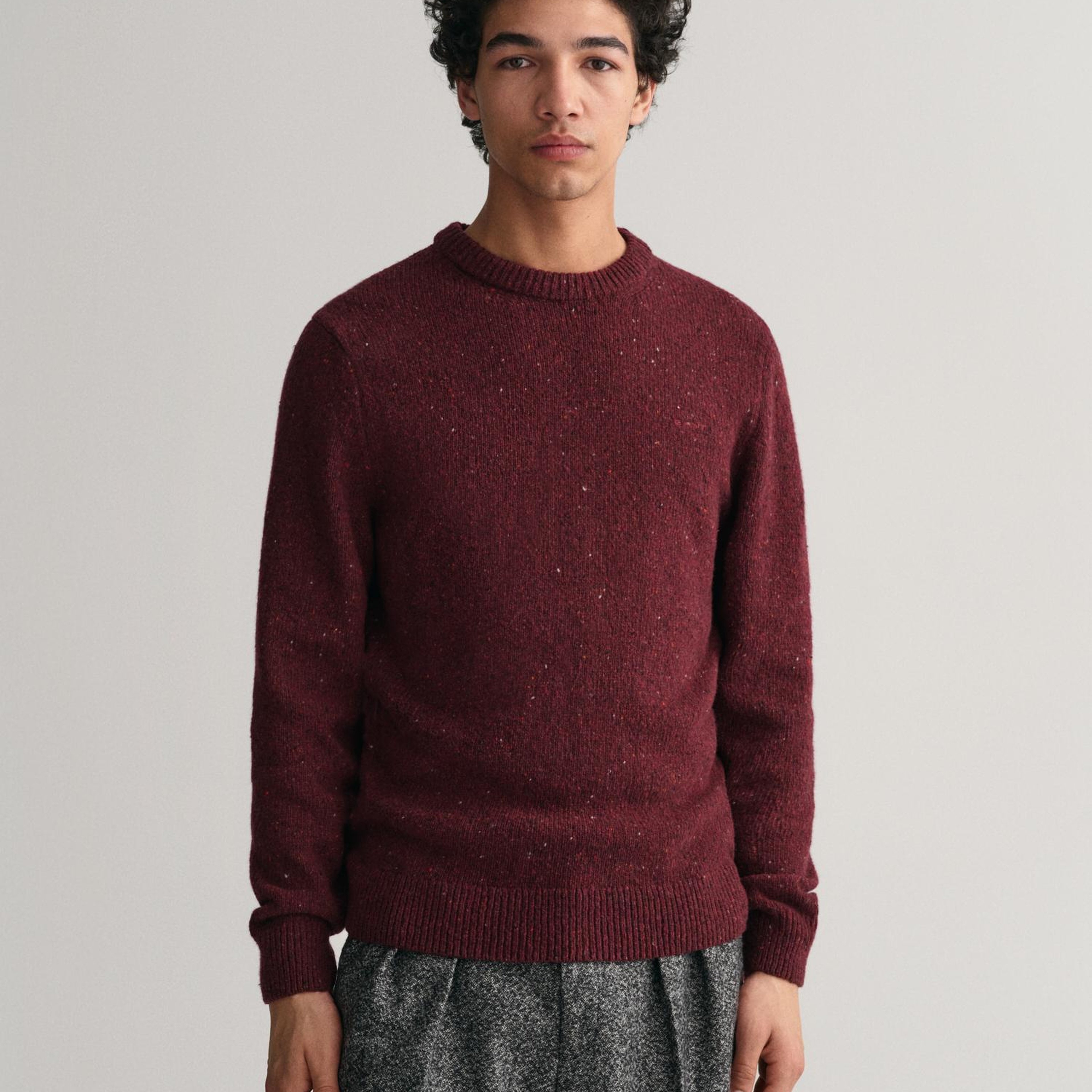 GANT Erkek Bordo Regular Fit Bisiklet Yaka Yünlü Kazak