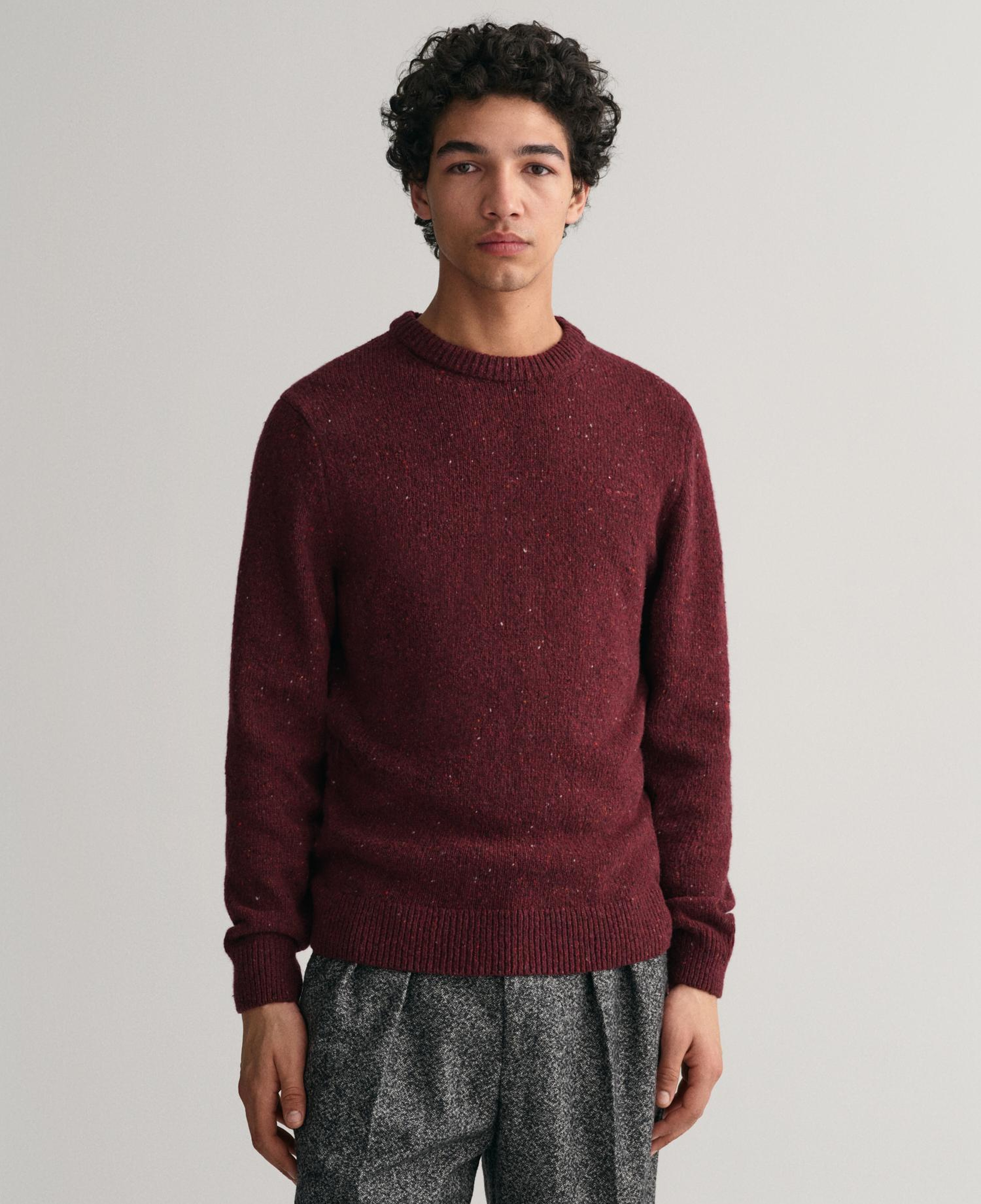 GANT Erkek Bordo Regular Fit Bisiklet Yaka Yünlü Kazak