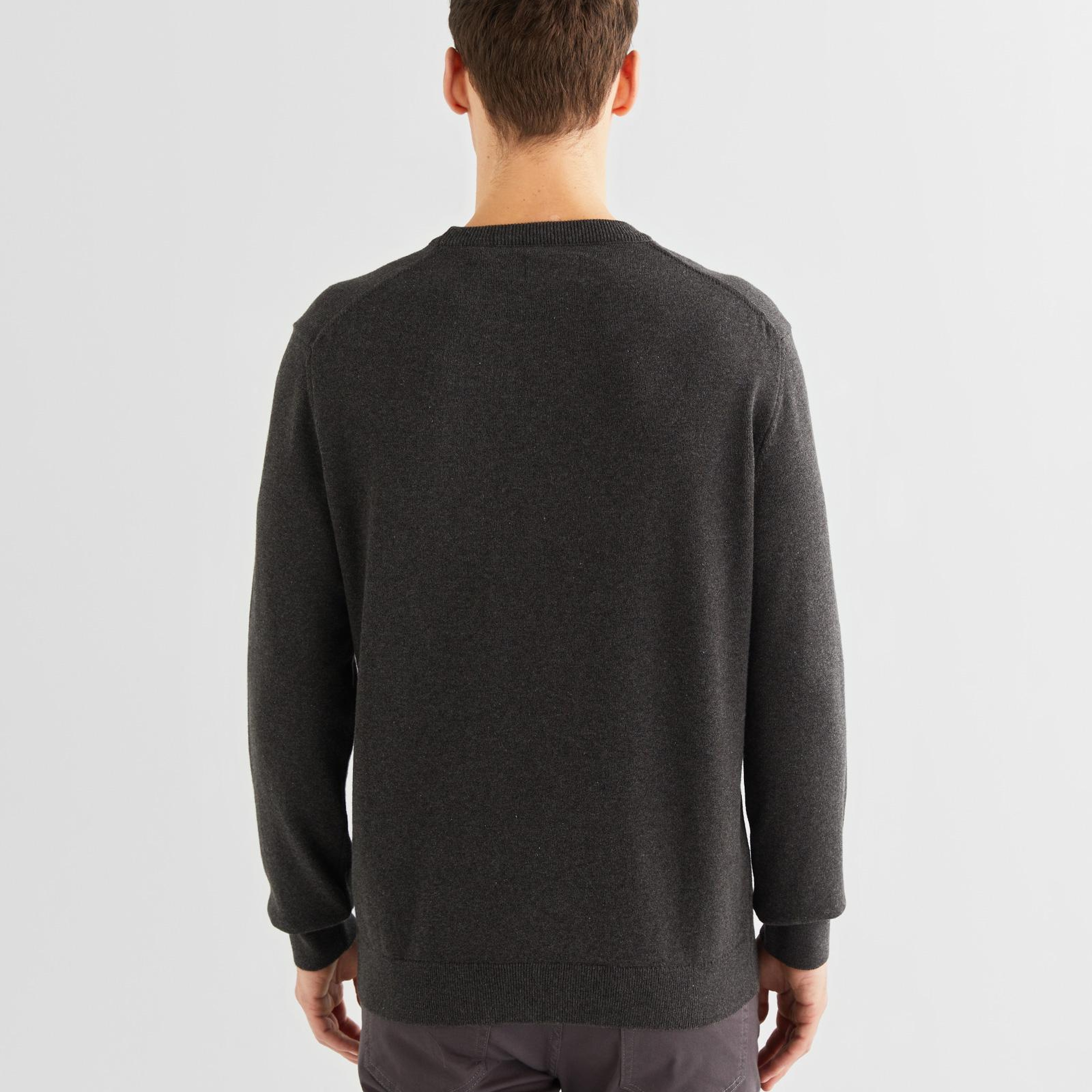 GANT Erkek Gri Regular Fit Bisiklet Yaka Kazak