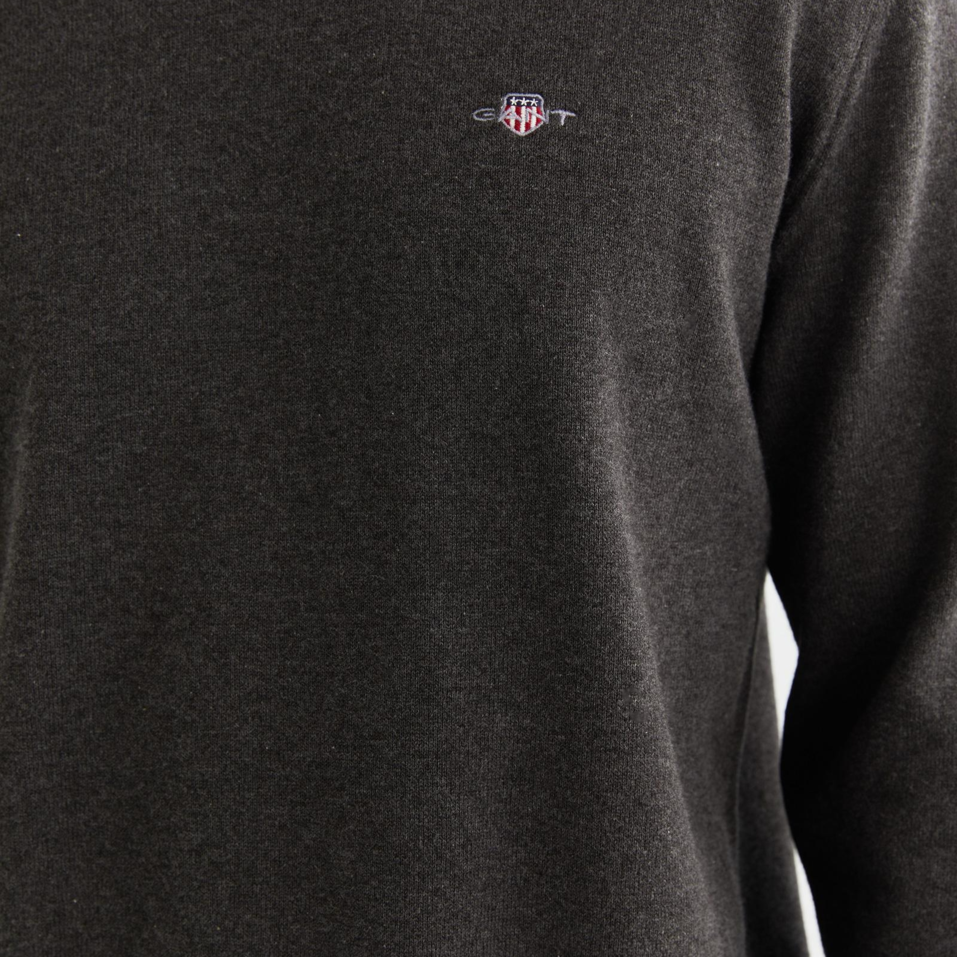 GANT Erkek Gri Regular Fit Bisiklet Yaka Kazak