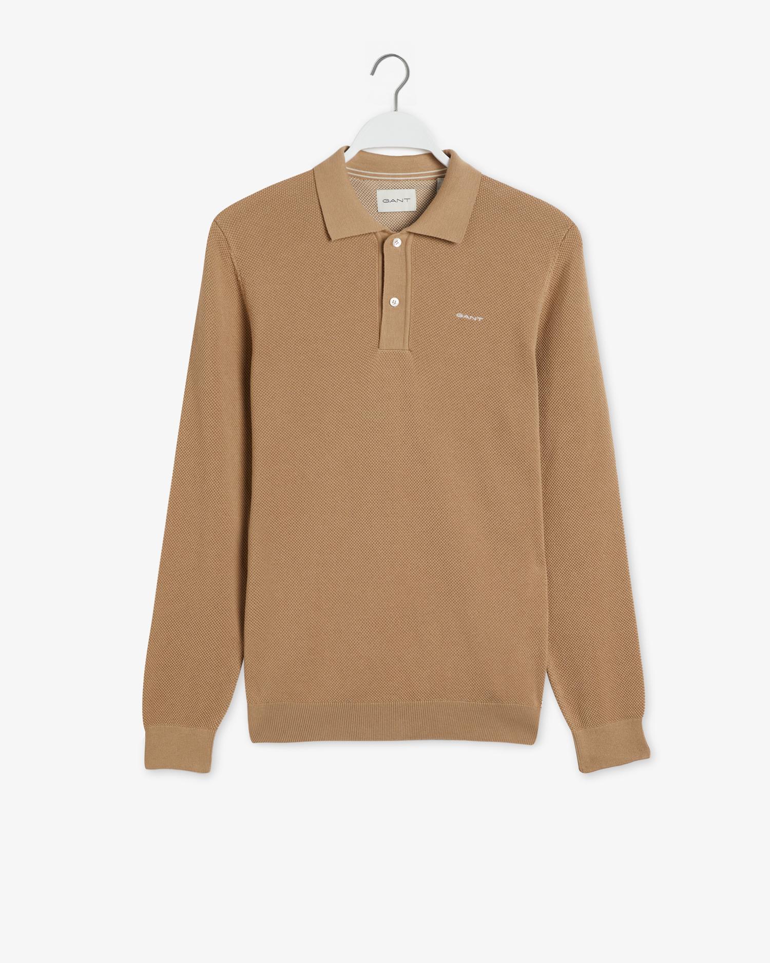 GANT Erkek Bej Regular Fit Klasik Yaka Logolu Kazak