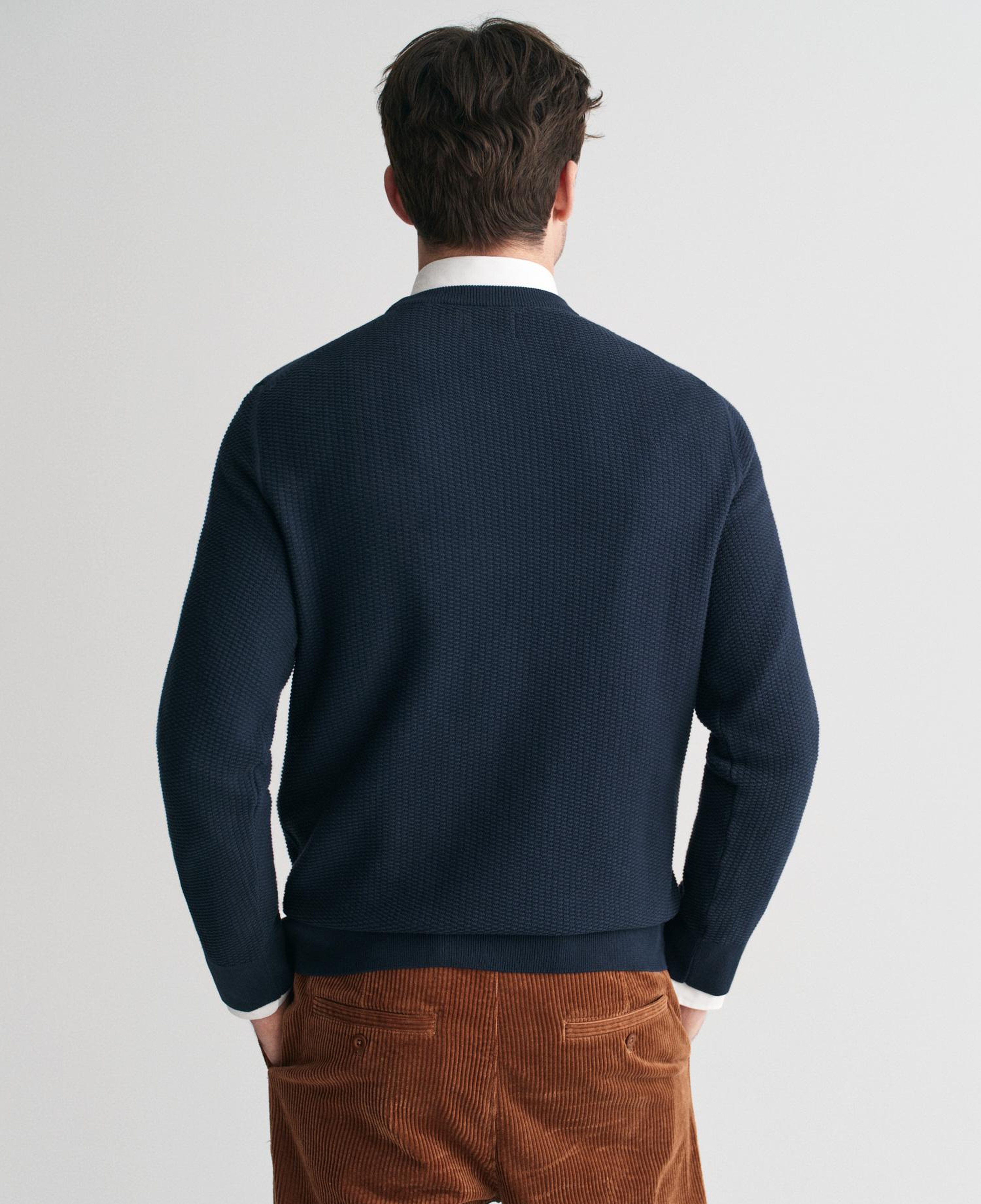 GANT Erkek Lacivert Regular Fit Bisiklet Yaka Kazak