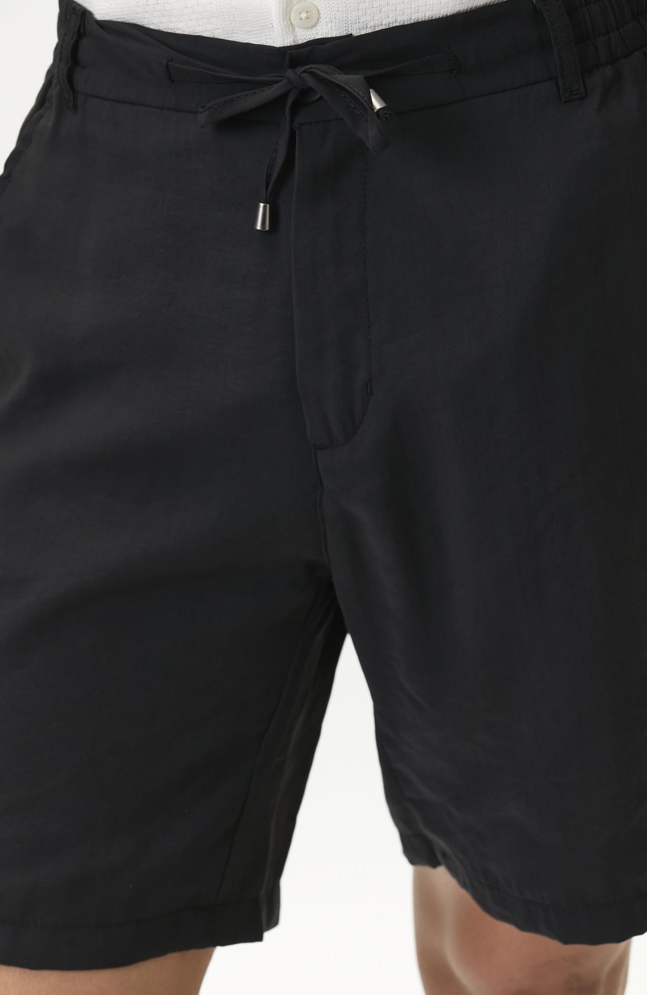 Network Erkek Siyah Slim Fit Modal Şort