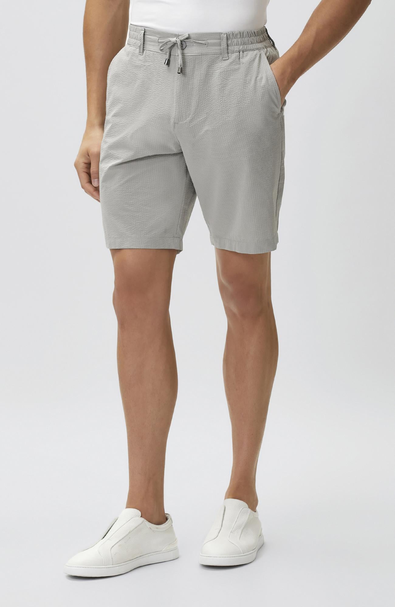 Network Erkek Gri Slim Fit Teknik Kumaş Duble Paça Şort
