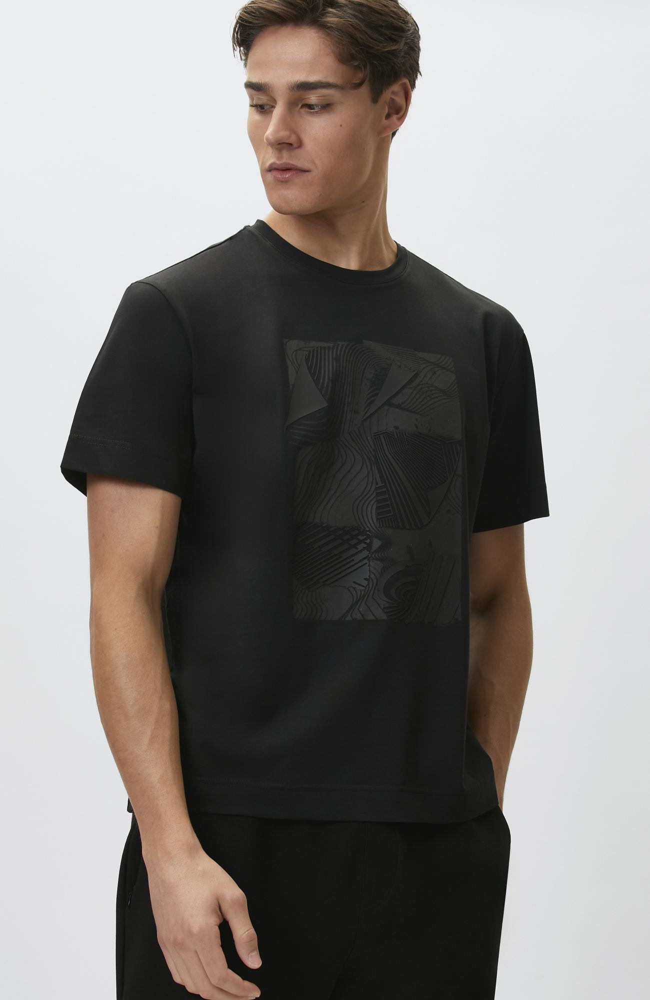 Network Erkek Siyah Enjeksiyon Baskılı T-shirt