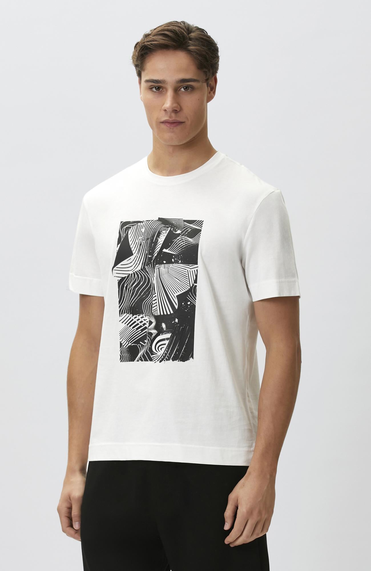 Network Erkek Beyaz Enjeksiyon Baskılı T-shirt
