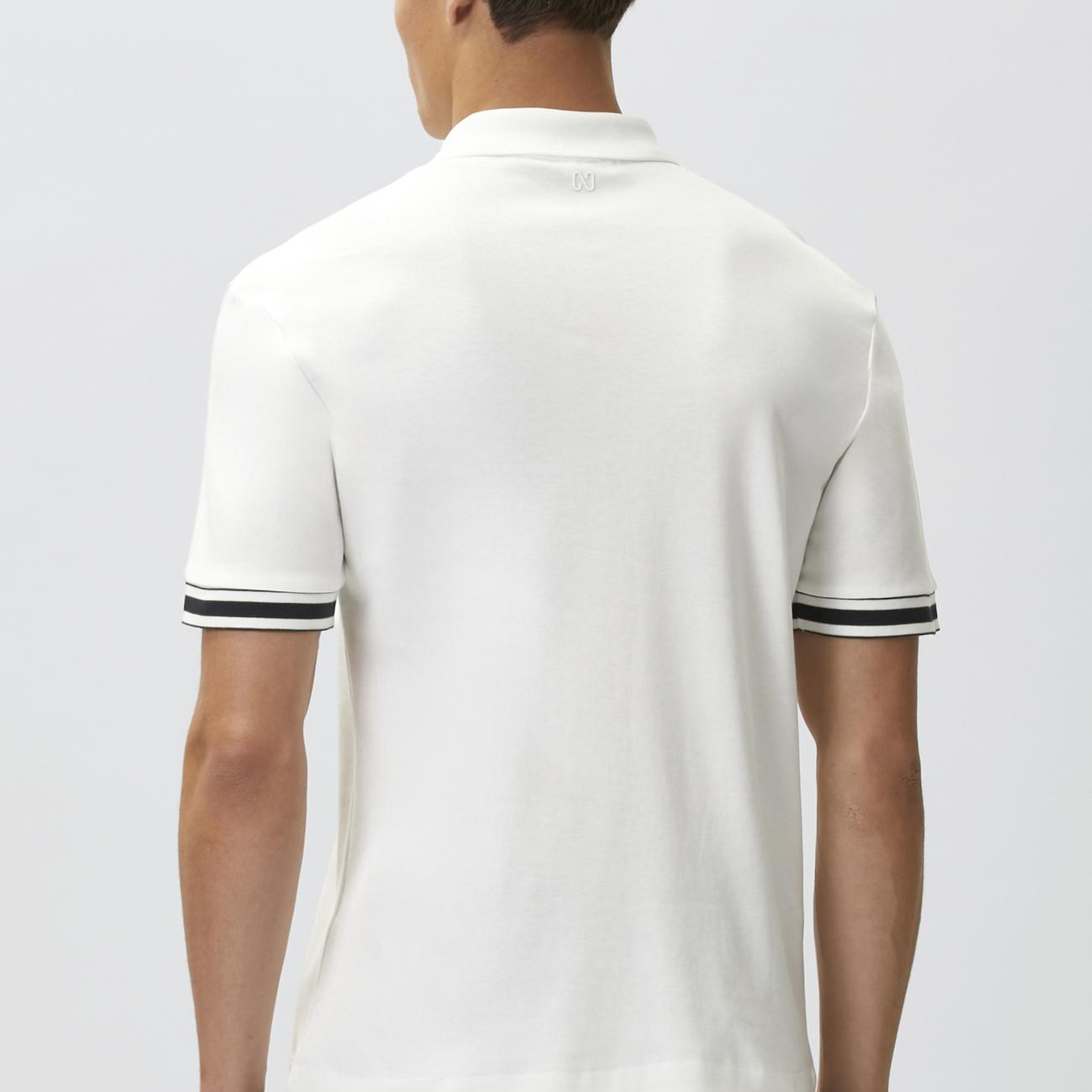 Network Erkek Beyaz Gizli Patlı Polo Yaka Garnili T-shirt