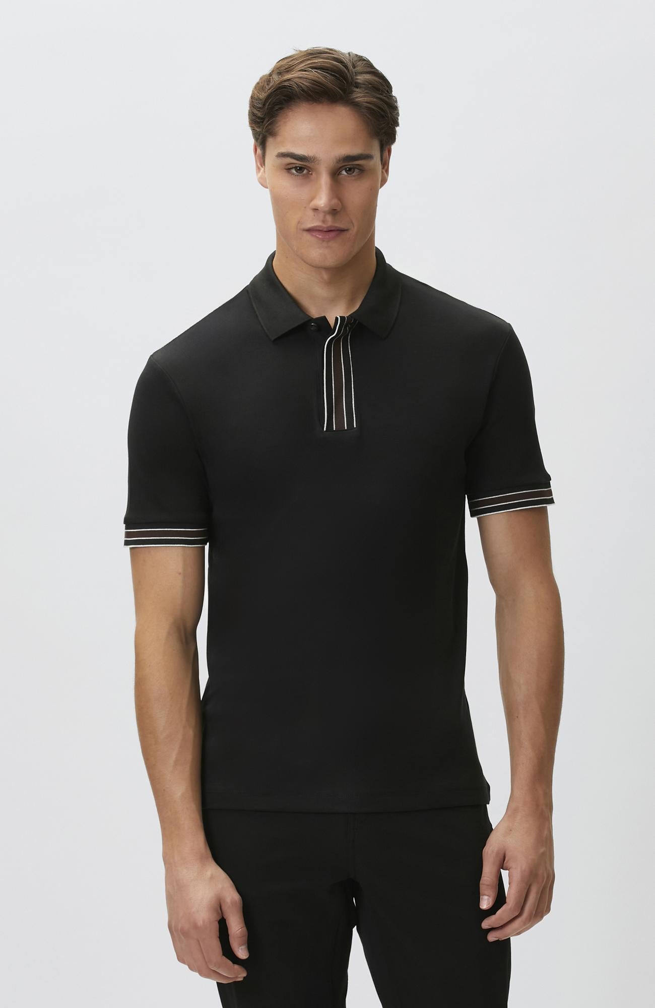 Network Erkek Siyah Gizli Patlı Polo Yaka Garnili T-shirt