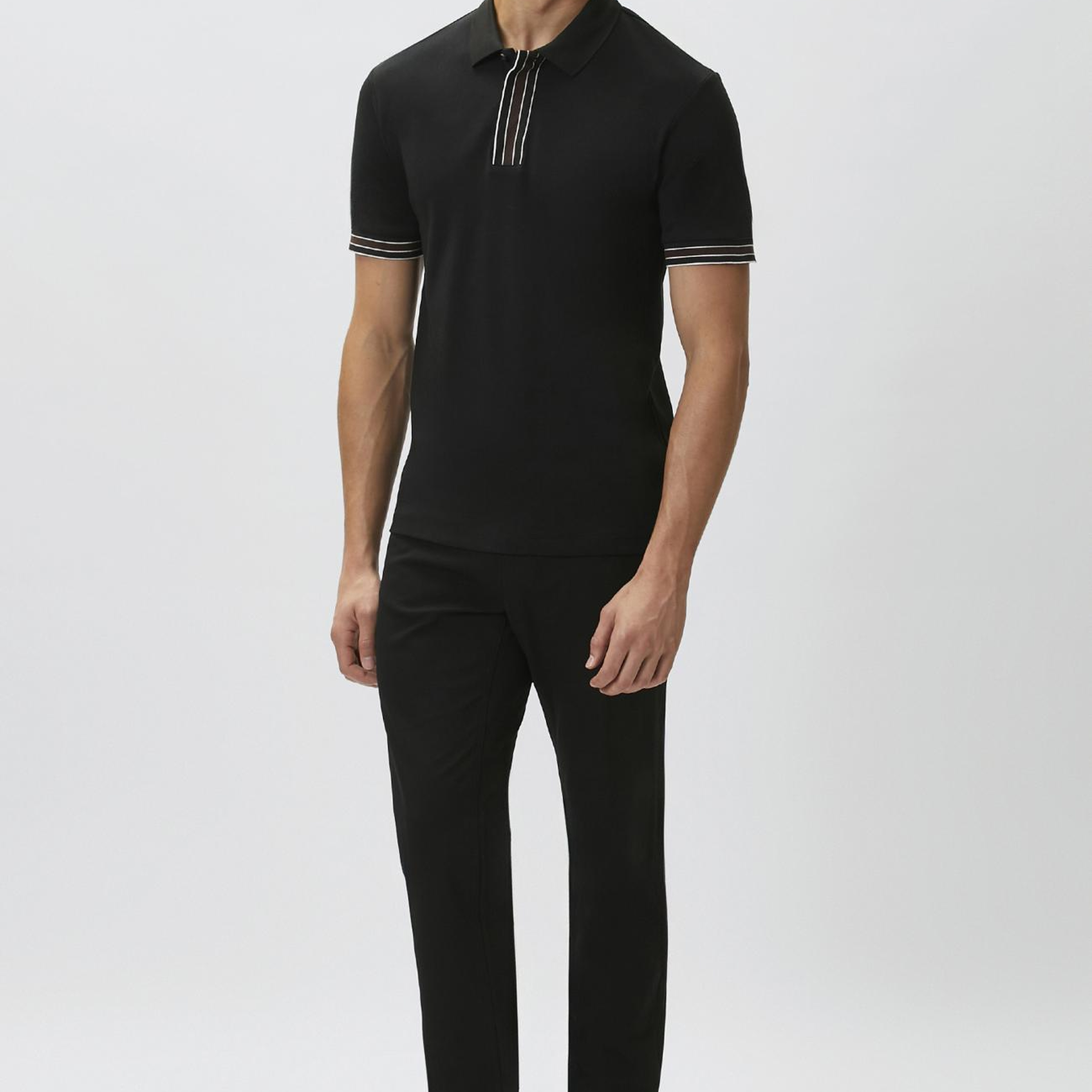 Network Erkek Siyah Gizli Patlı Polo Yaka Garnili T-shirt