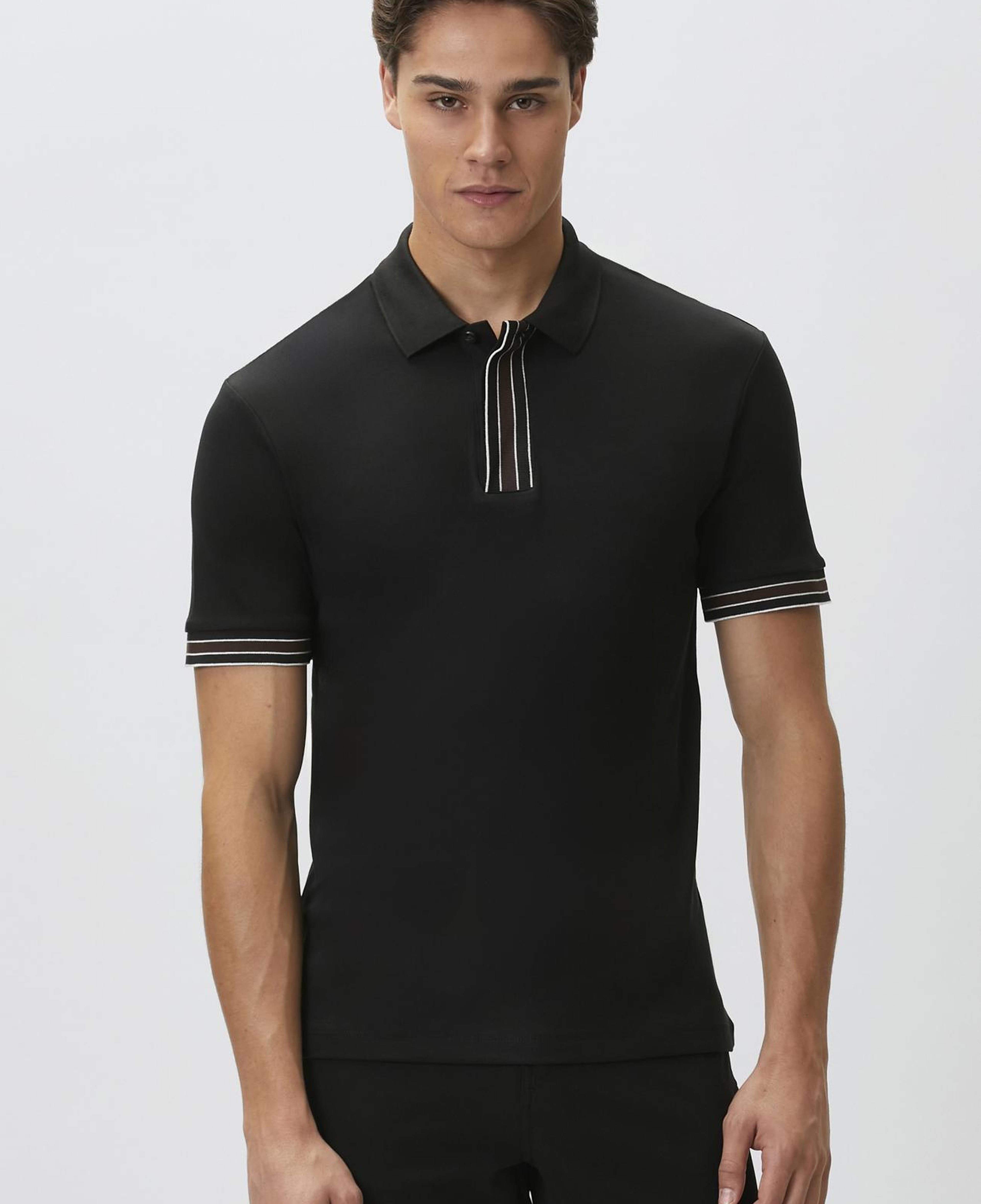 Network Erkek Siyah Gizli Patlı Polo Yaka Garnili T-shirt
