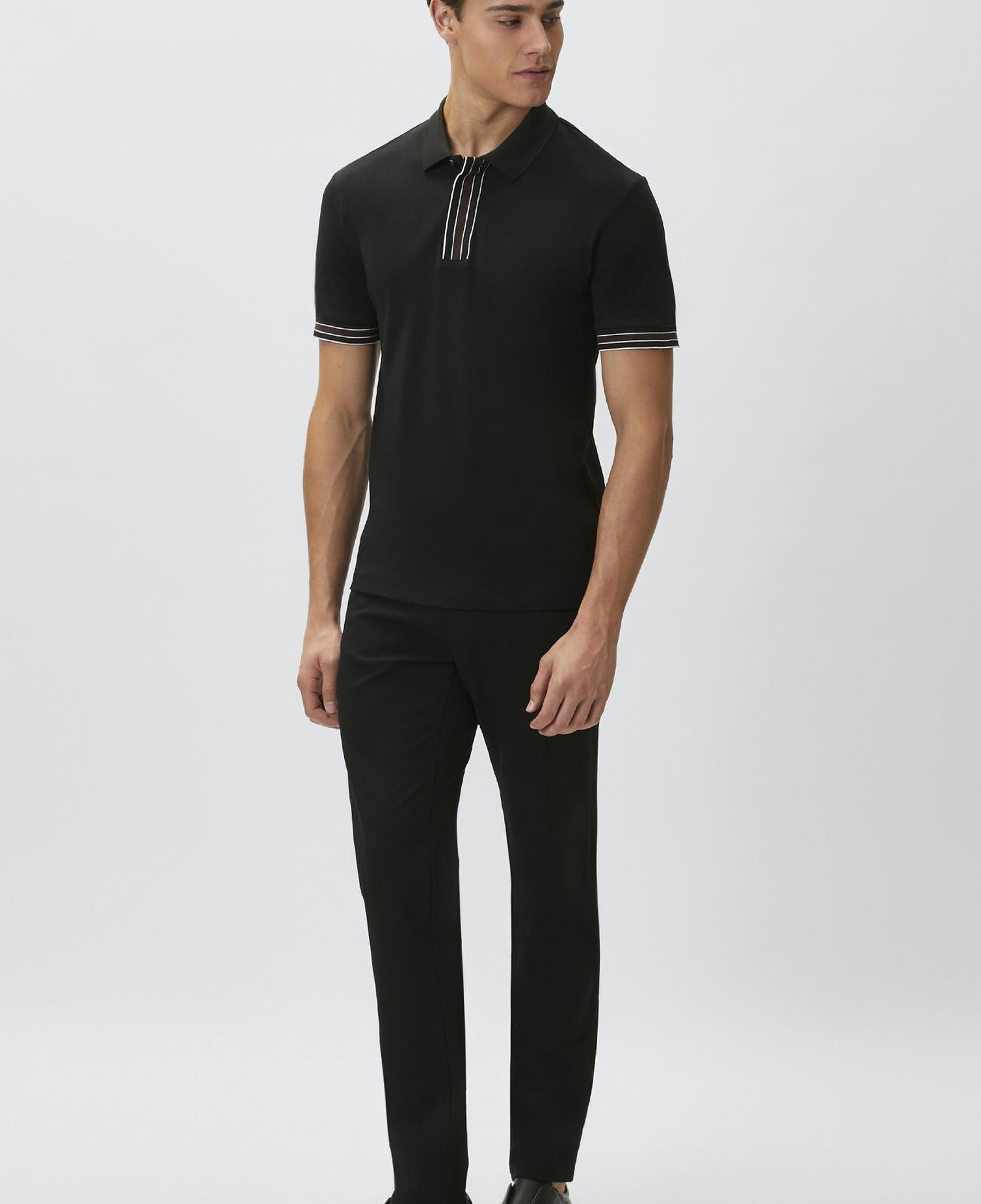 Network Erkek Siyah Gizli Patlı Polo Yaka Garnili T-shirt