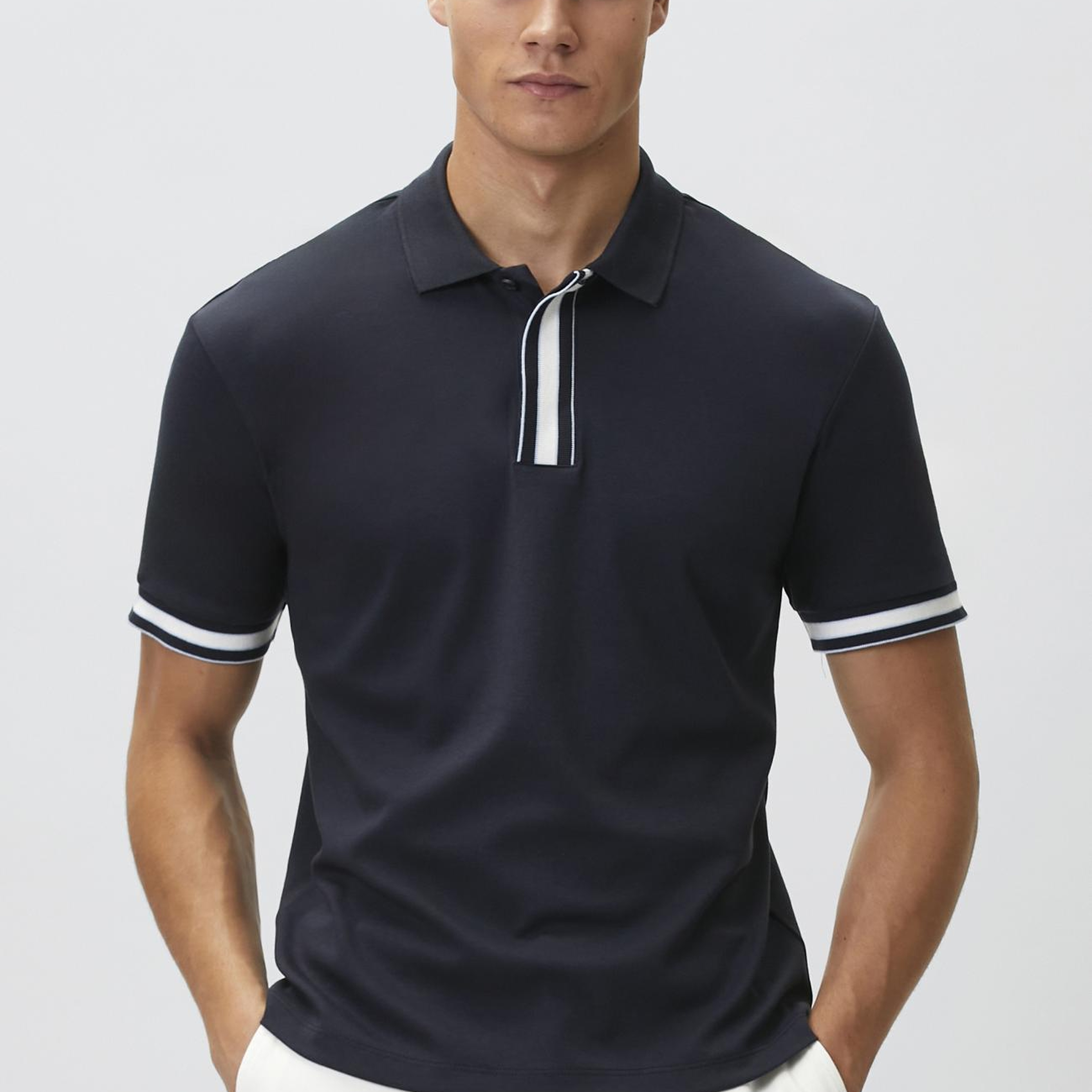 Network Erkek Lacivert Gizli Patlı Polo Yaka Garnili T-shirt