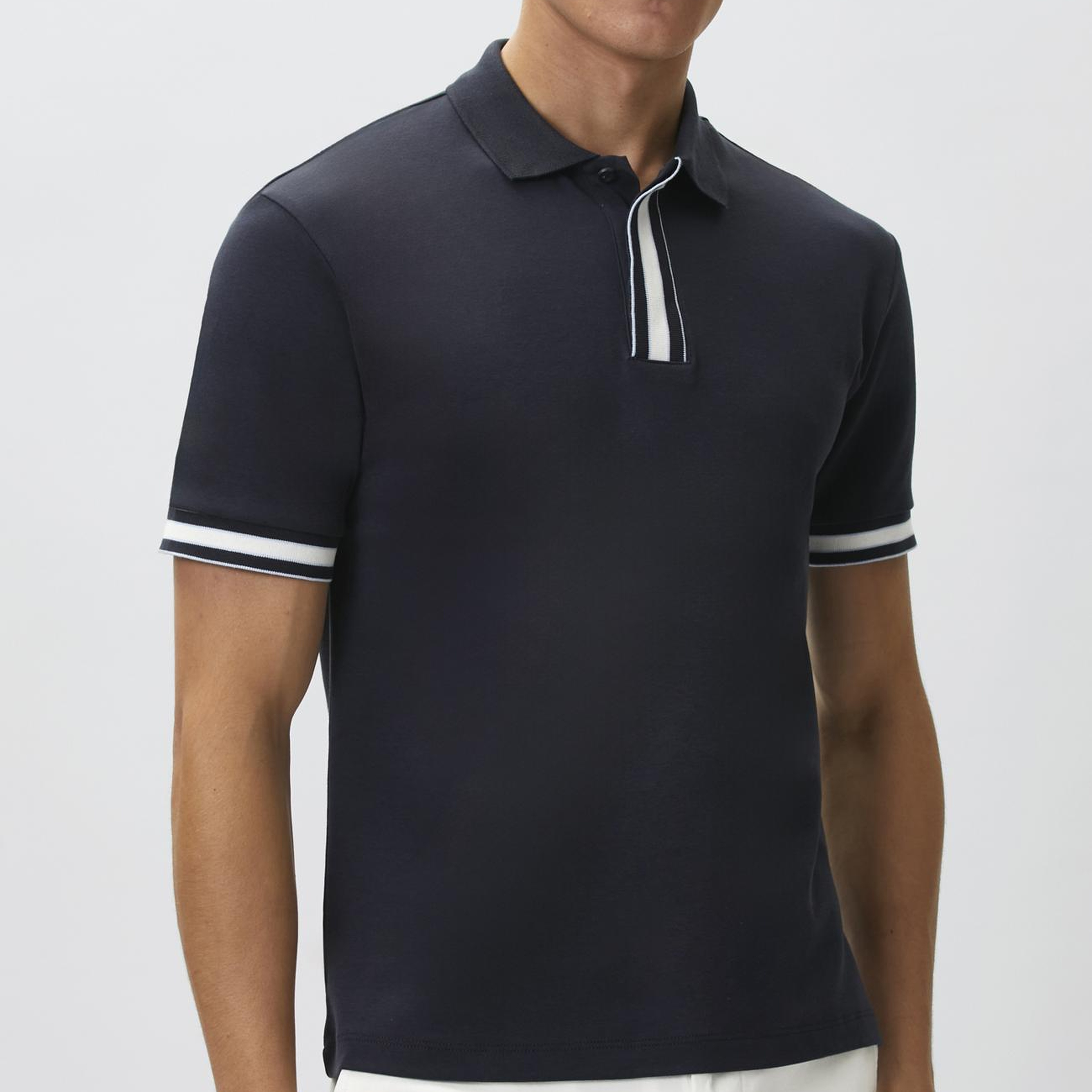 Network Erkek Lacivert Gizli Patlı Polo Yaka Garnili T-shirt