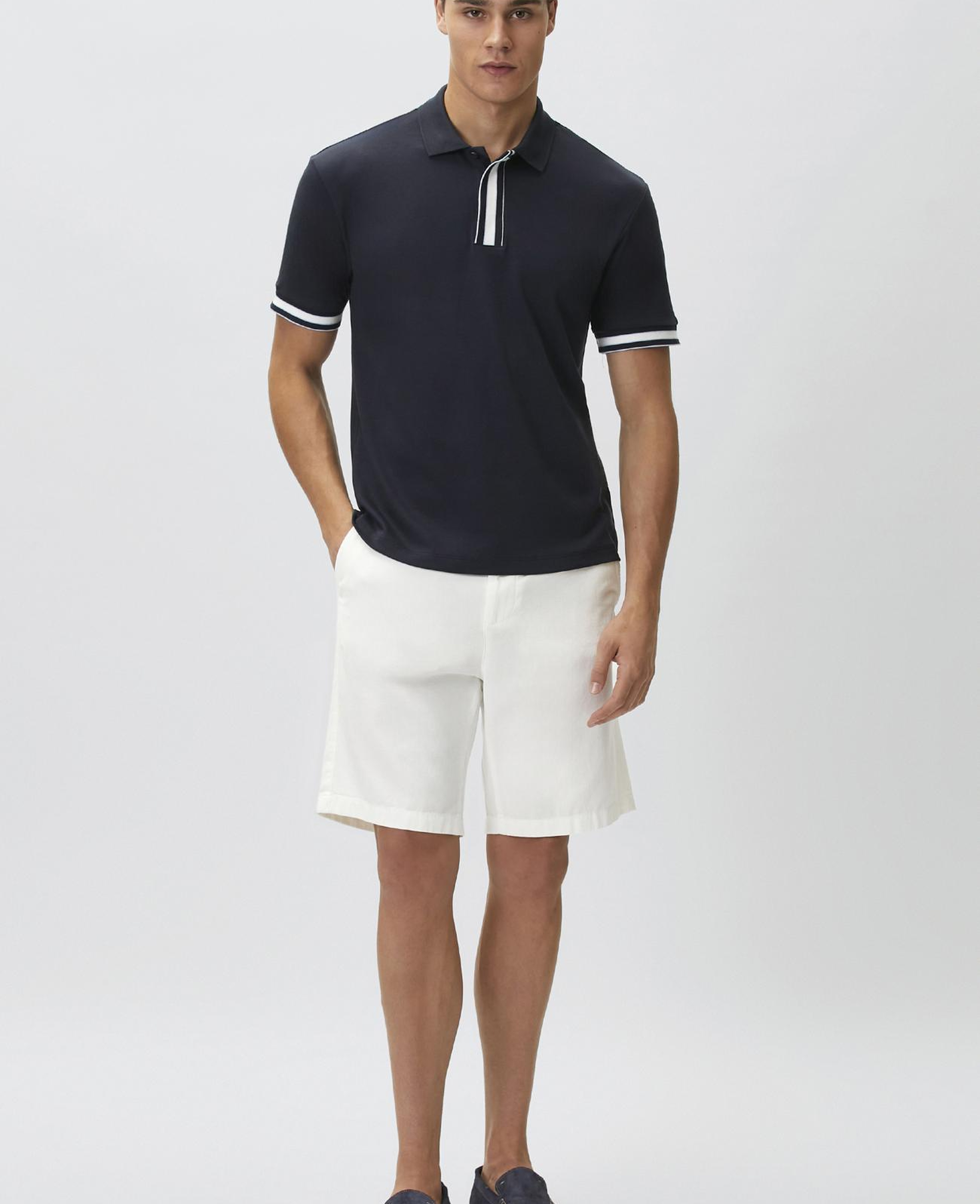 Network Erkek Lacivert Gizli Patlı Polo Yaka Garnili T-shirt