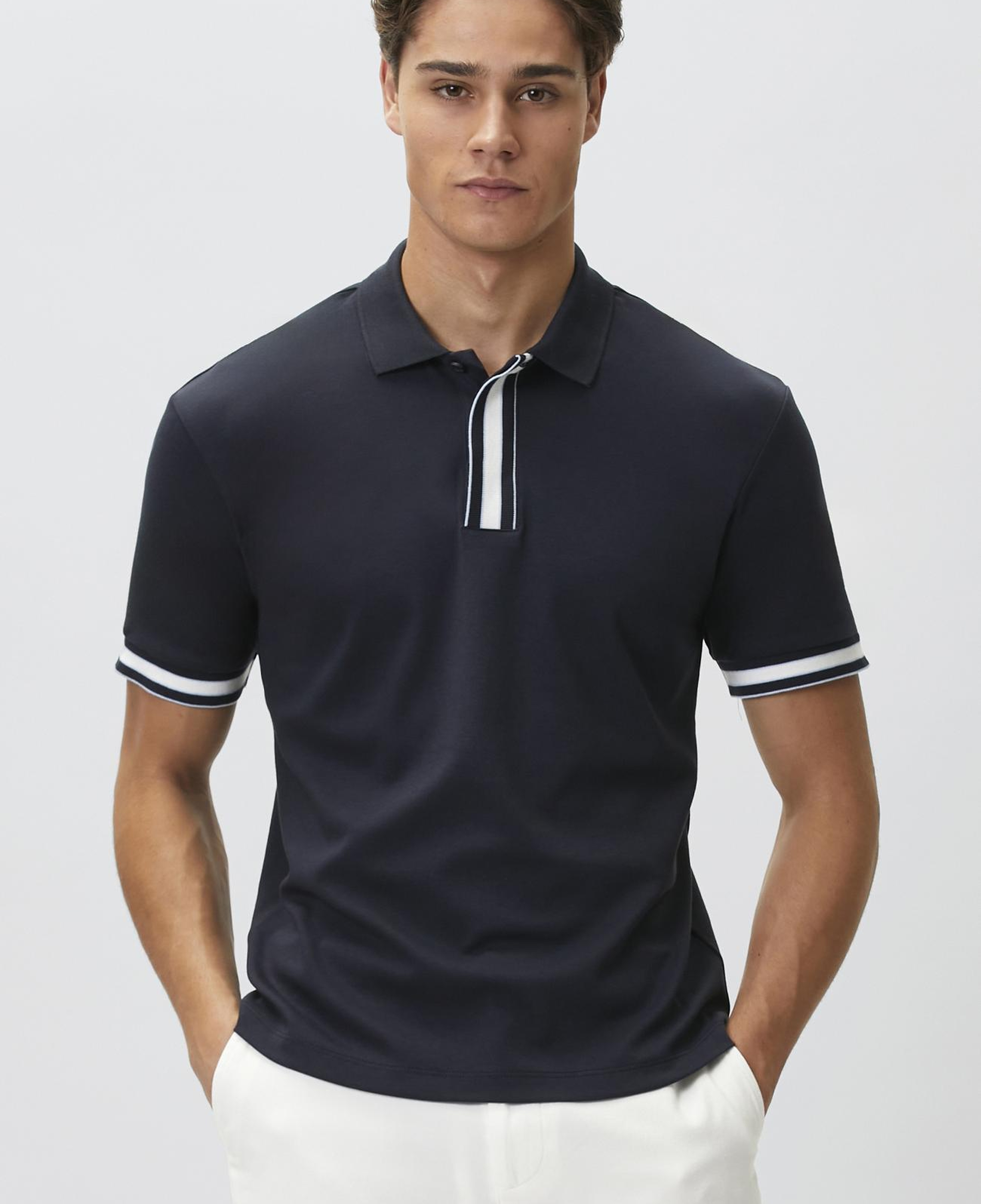 Network Erkek Lacivert Gizli Patlı Polo Yaka Garnili T-shirt