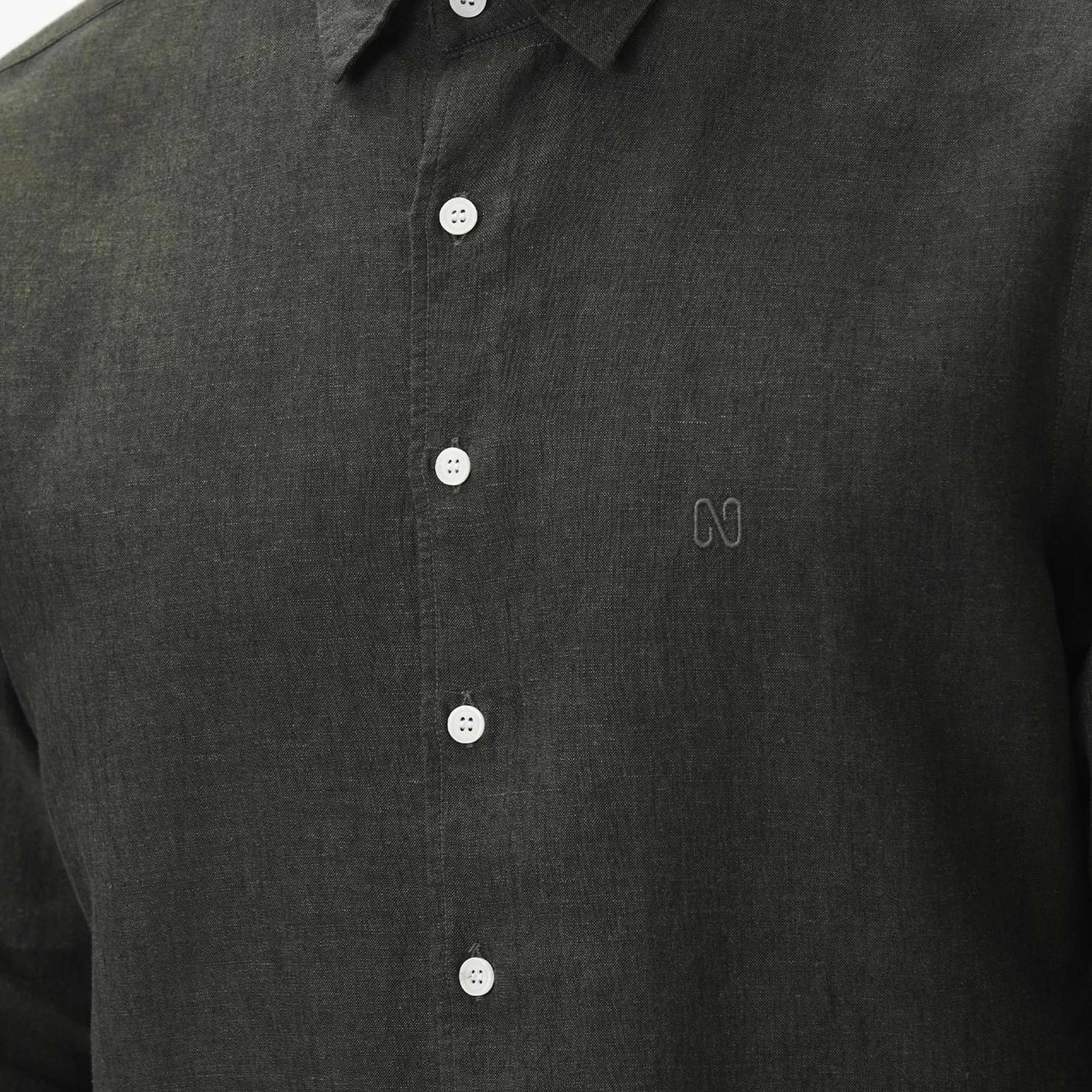 Network Erkek Slim Fit Haki Keten Gömlek