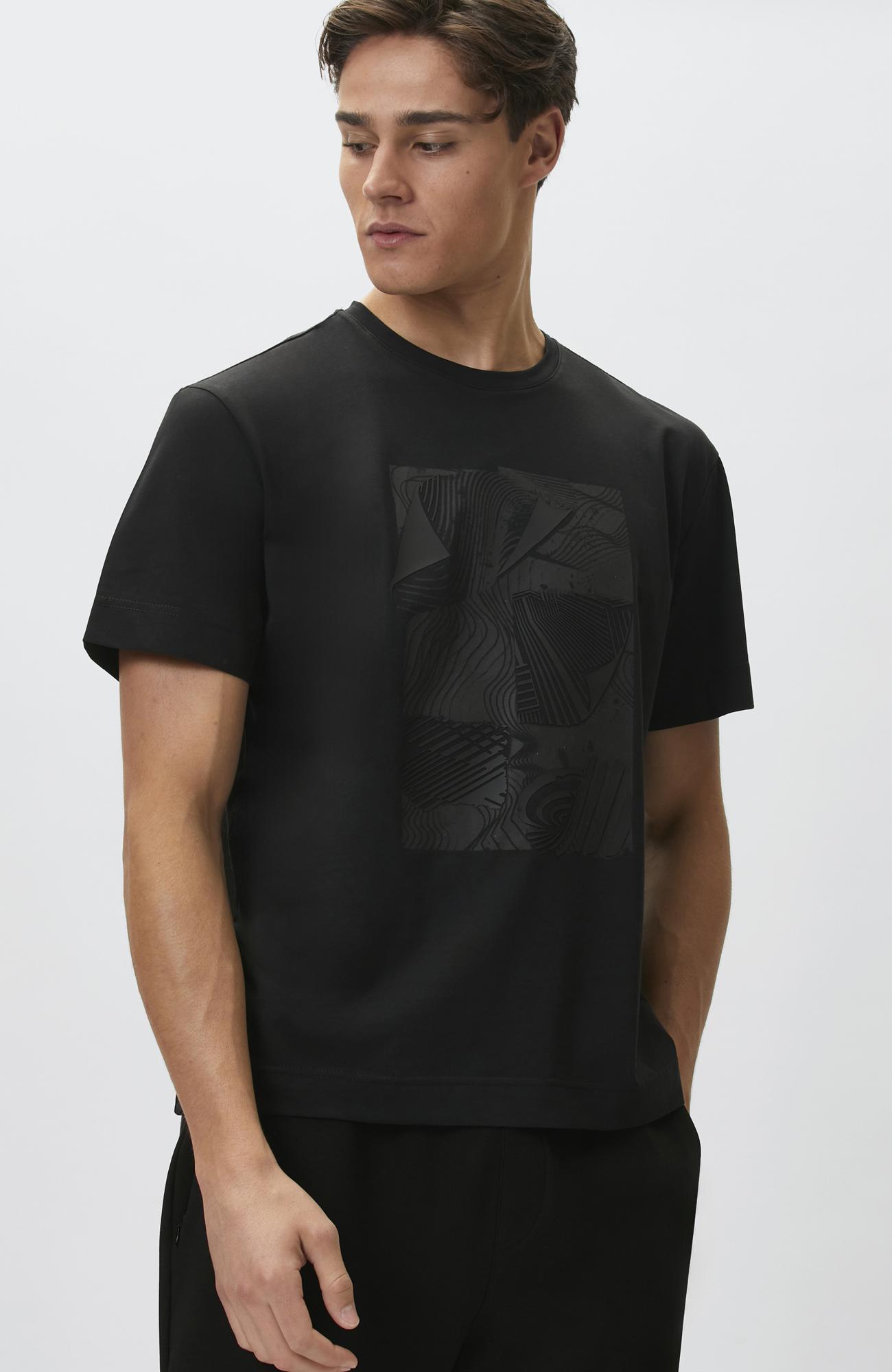 Network Erkek Siyah Enjeksiyon Baskılı T-shirt