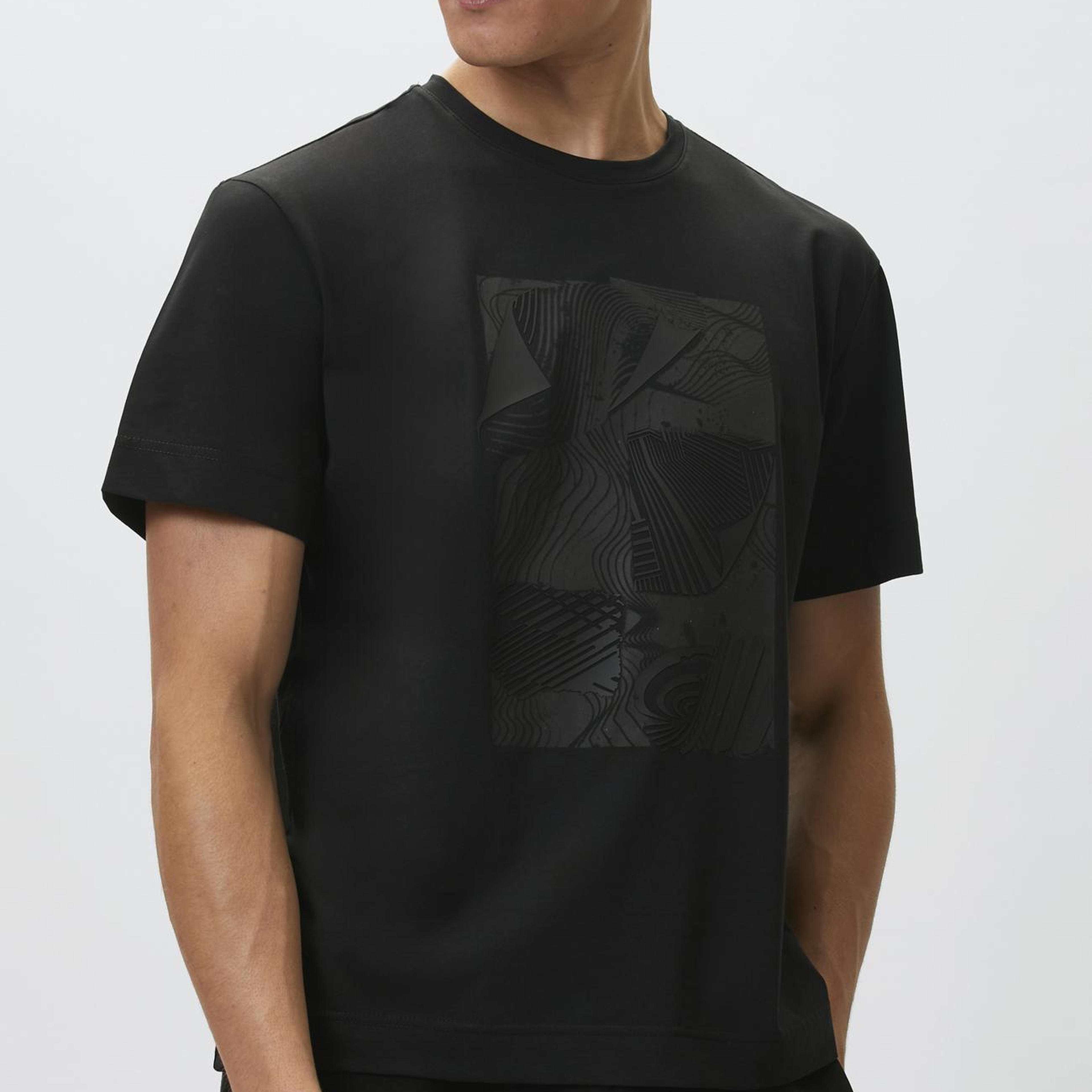 Network Erkek Siyah Enjeksiyon Baskılı T-shirt
