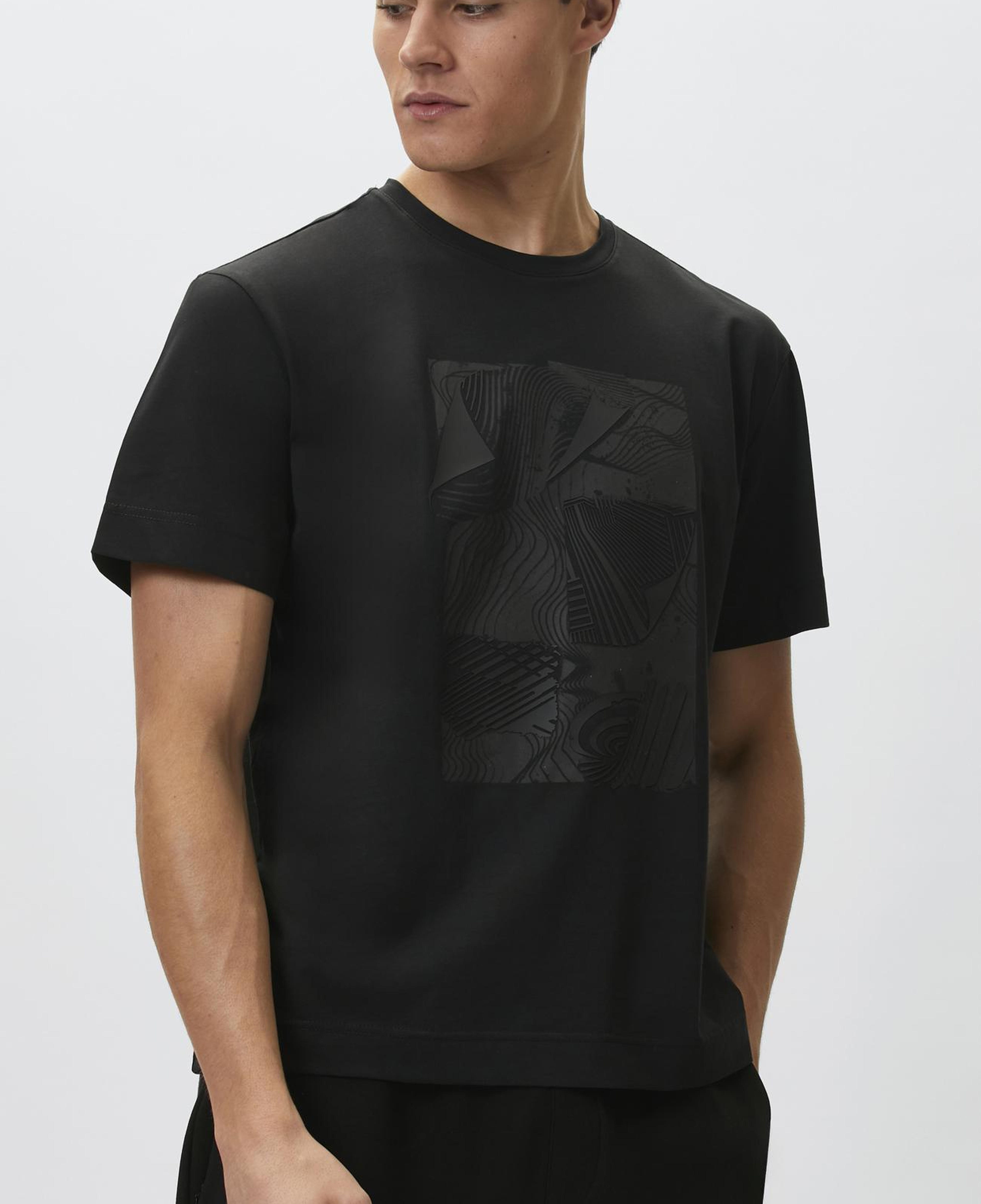 Network Erkek Siyah Enjeksiyon Baskılı T-shirt