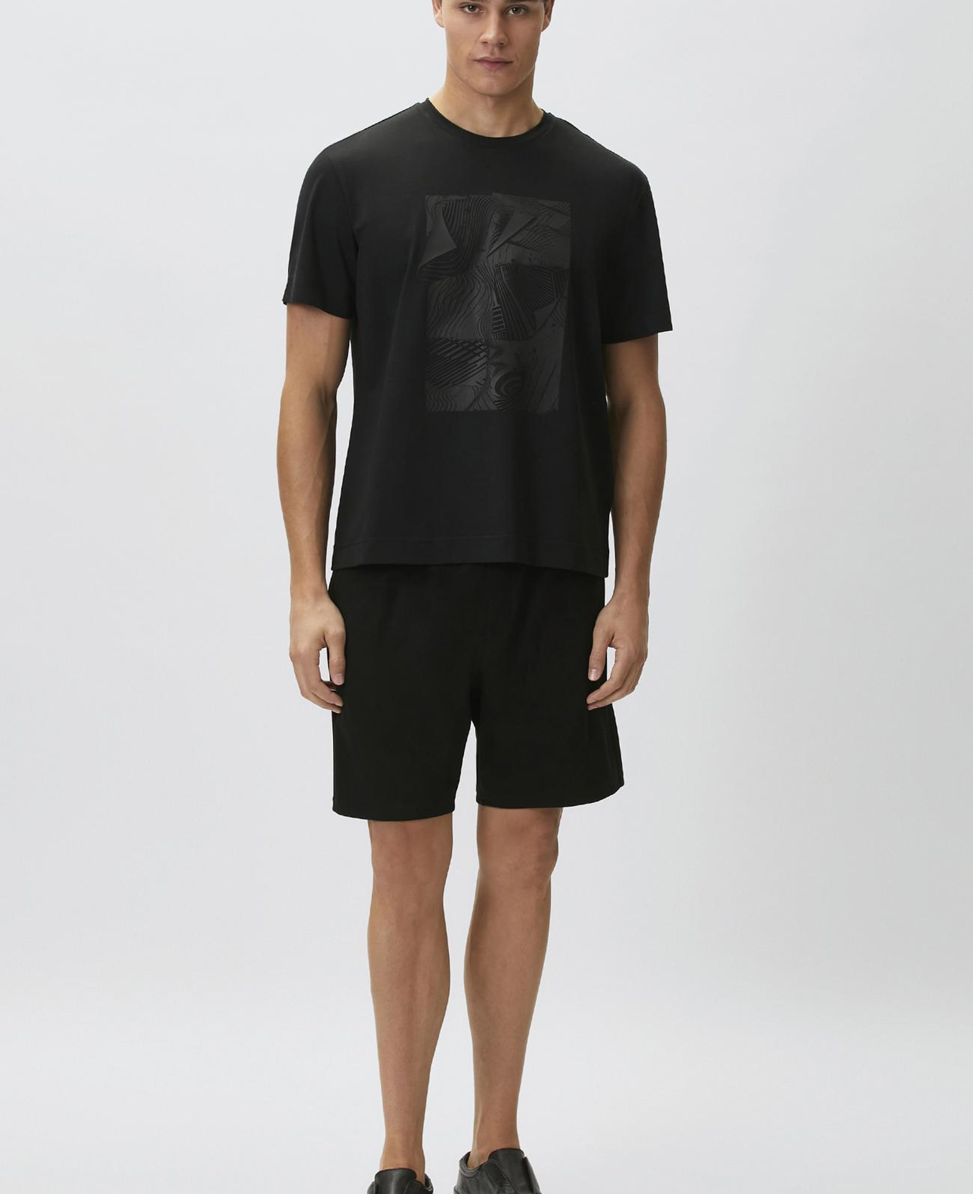 Network Erkek Siyah Enjeksiyon Baskılı T-shirt