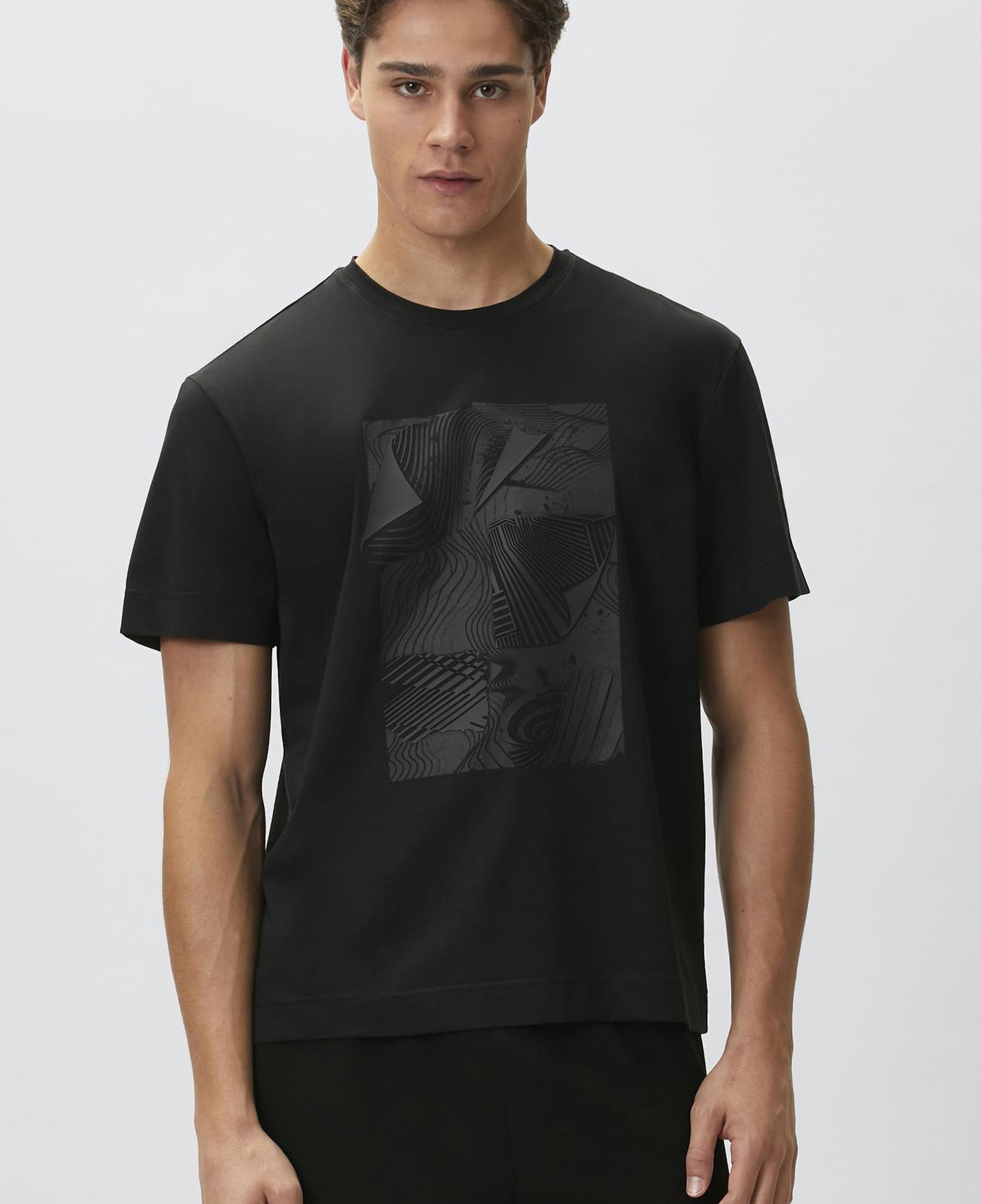 Network Erkek Siyah Enjeksiyon Baskılı T-shirt