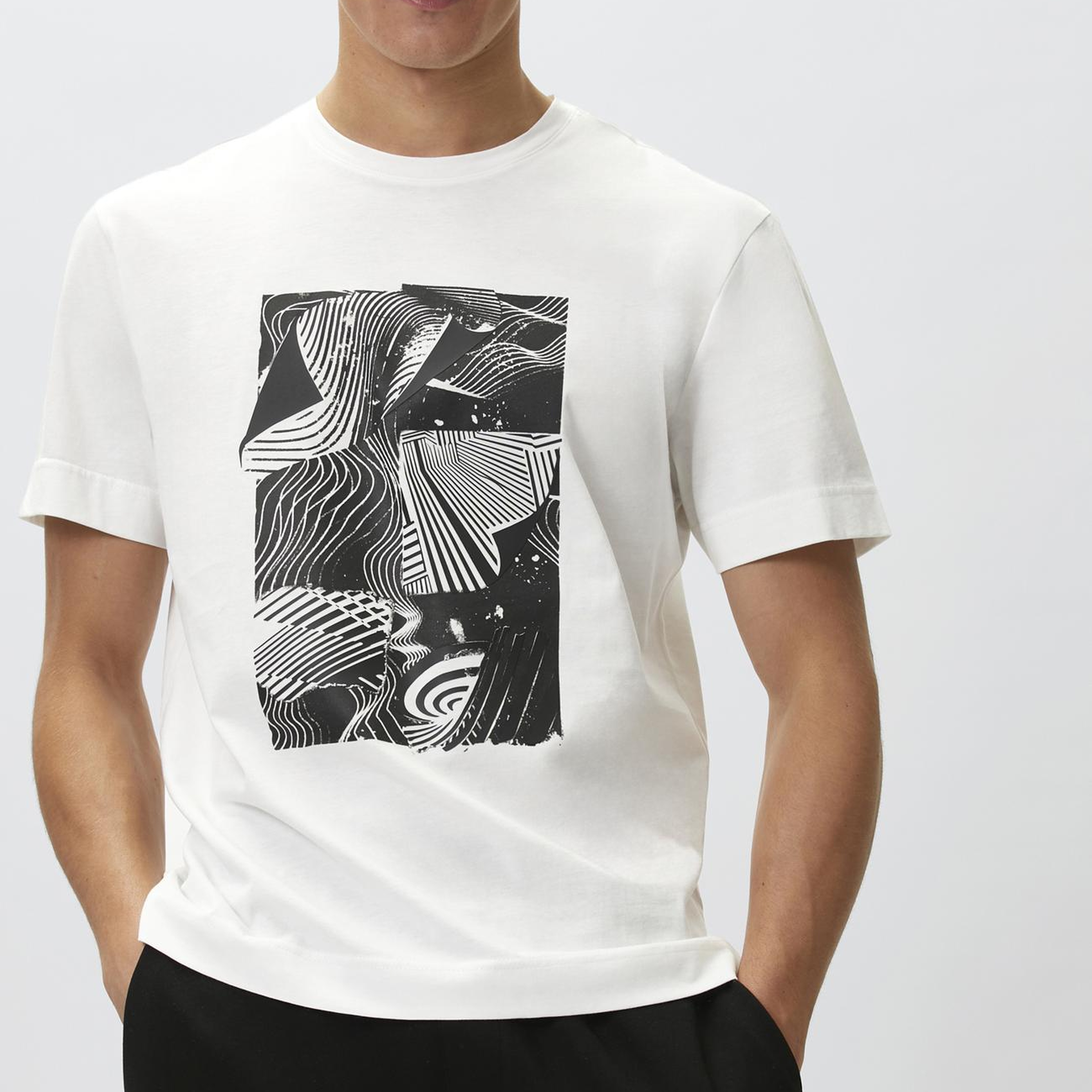 Network Erkek Beyaz Enjeksiyon Baskılı T-shirt