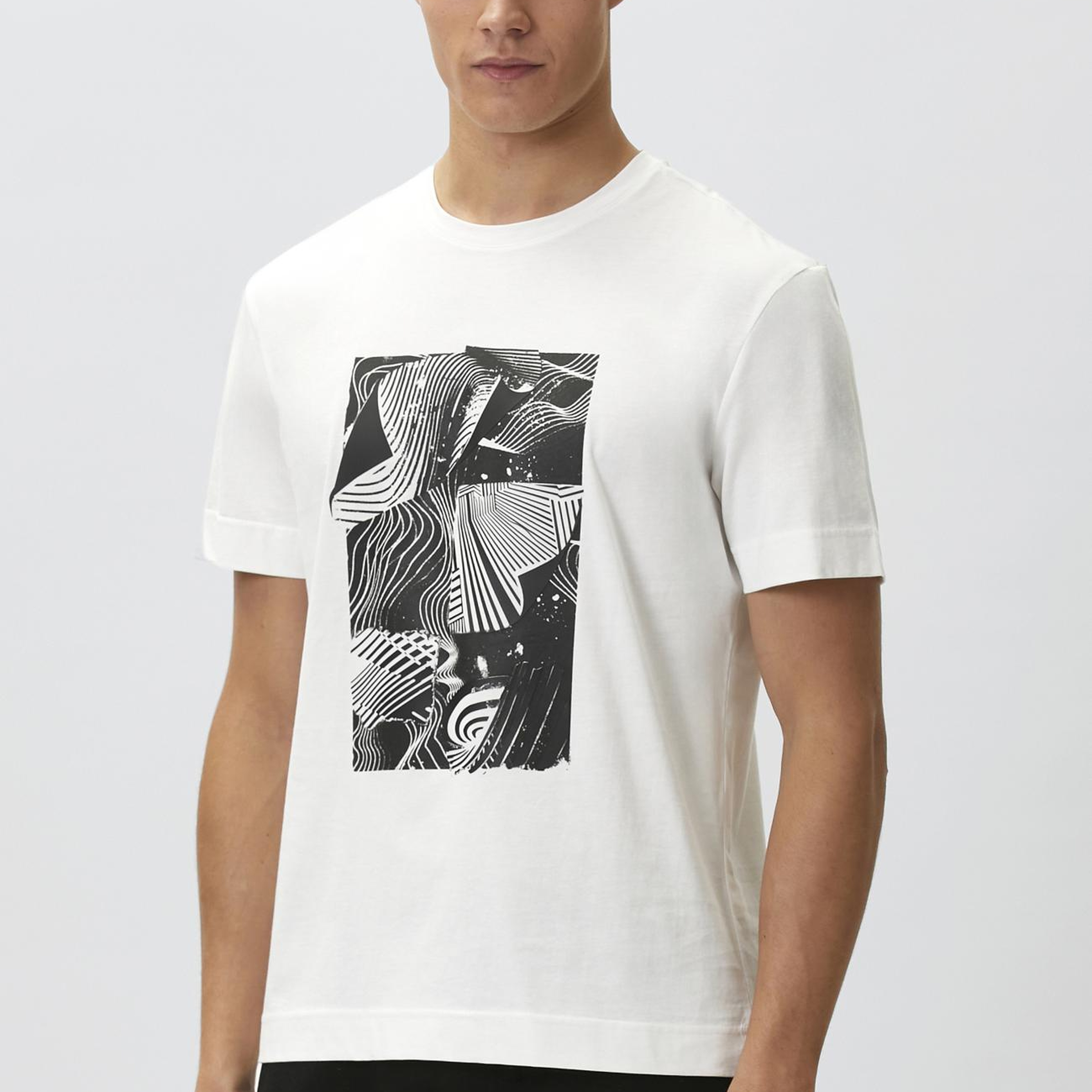 Network Erkek Beyaz Enjeksiyon Baskılı T-shirt