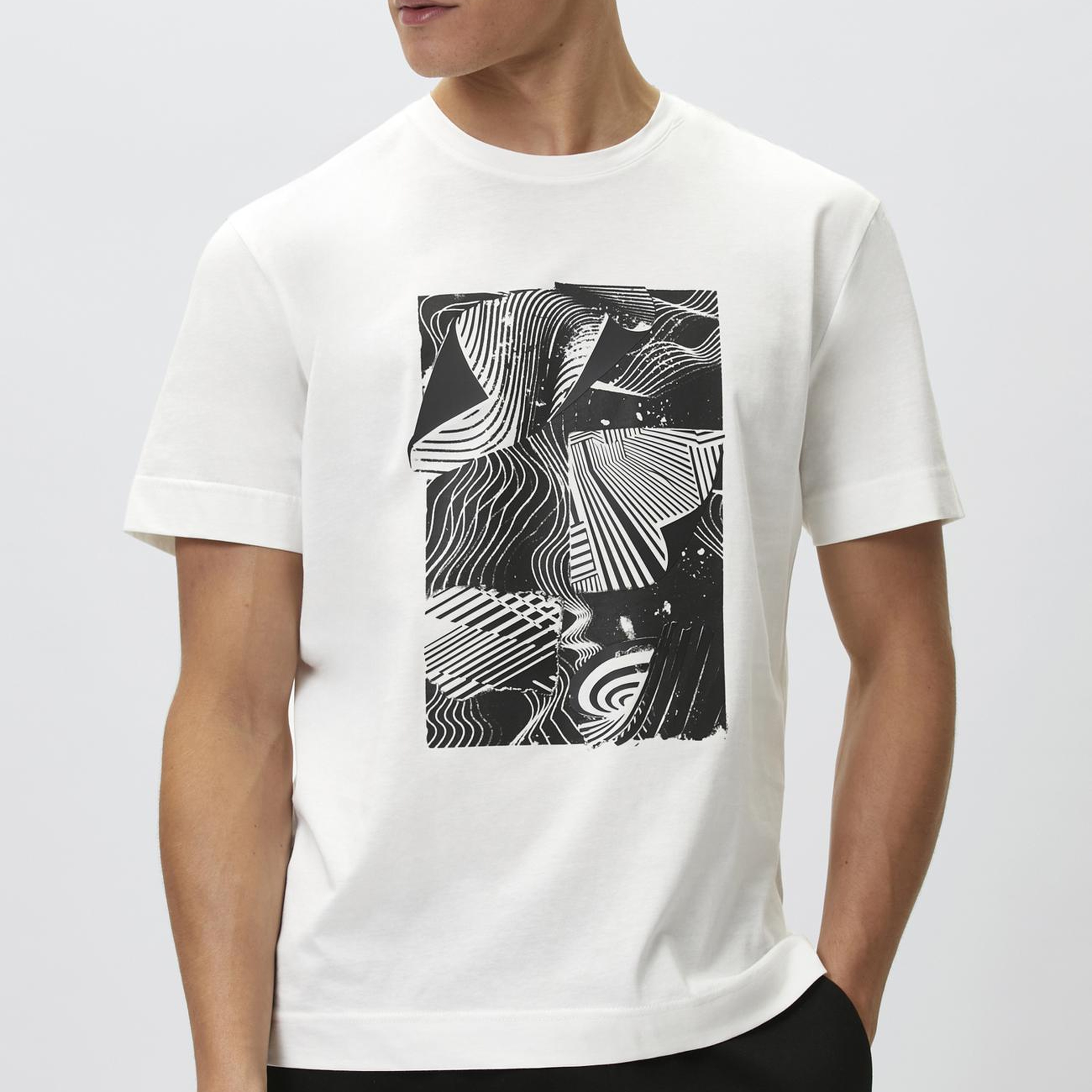 Network Erkek Beyaz Enjeksiyon Baskılı T-shirt