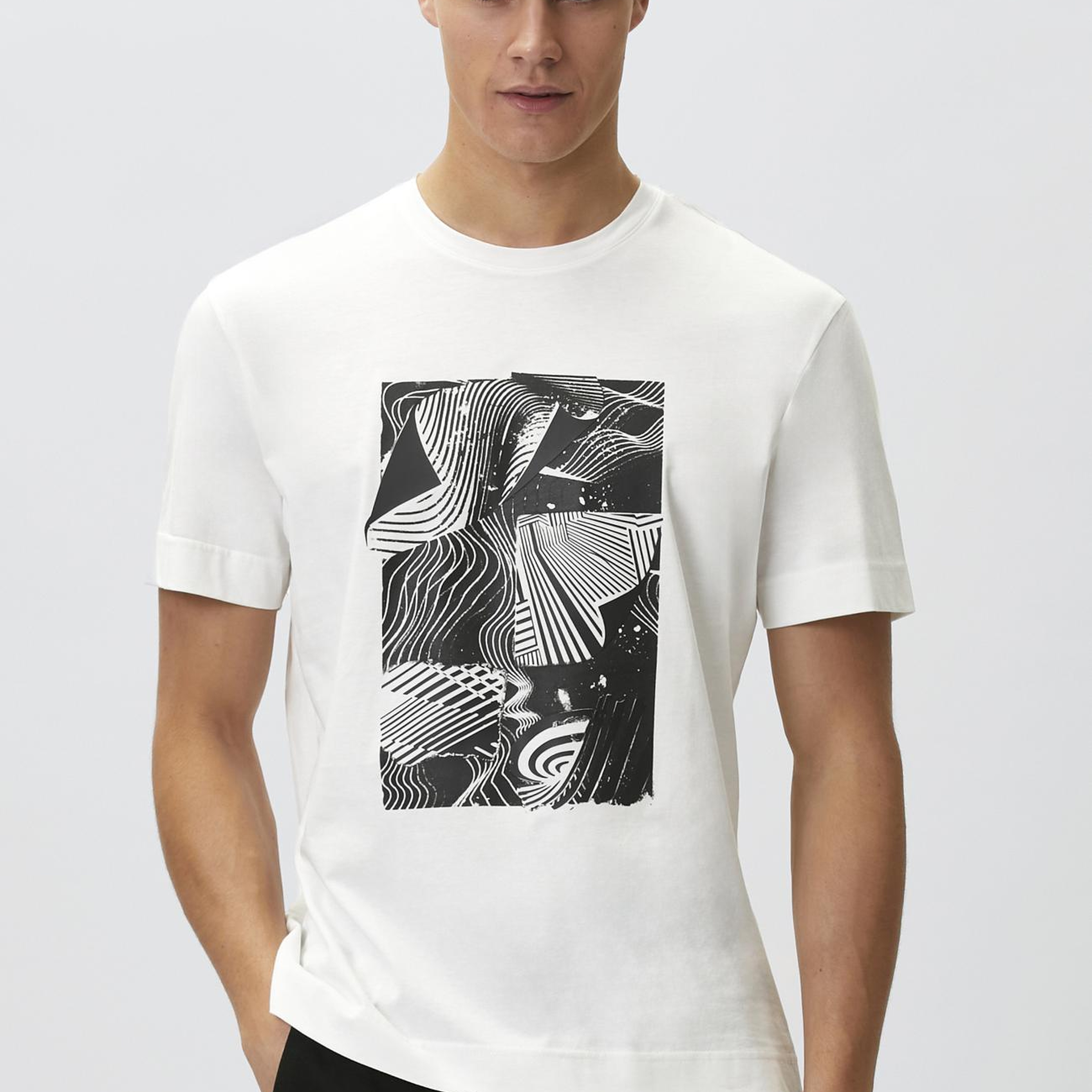 Network Erkek Beyaz Enjeksiyon Baskılı T-shirt