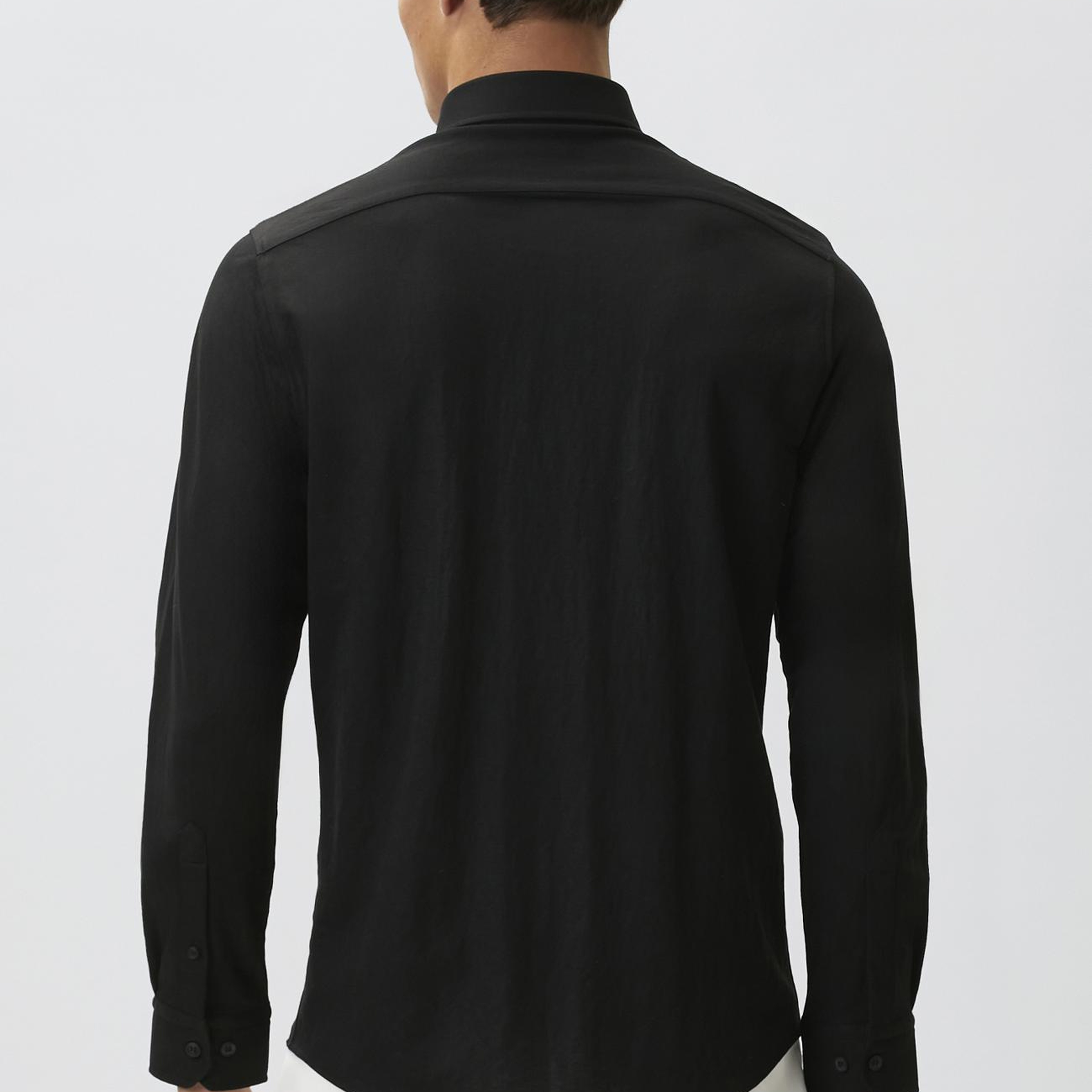 Network Erkek Slim Fit Siyah Uzun Kol Örme Gömlek