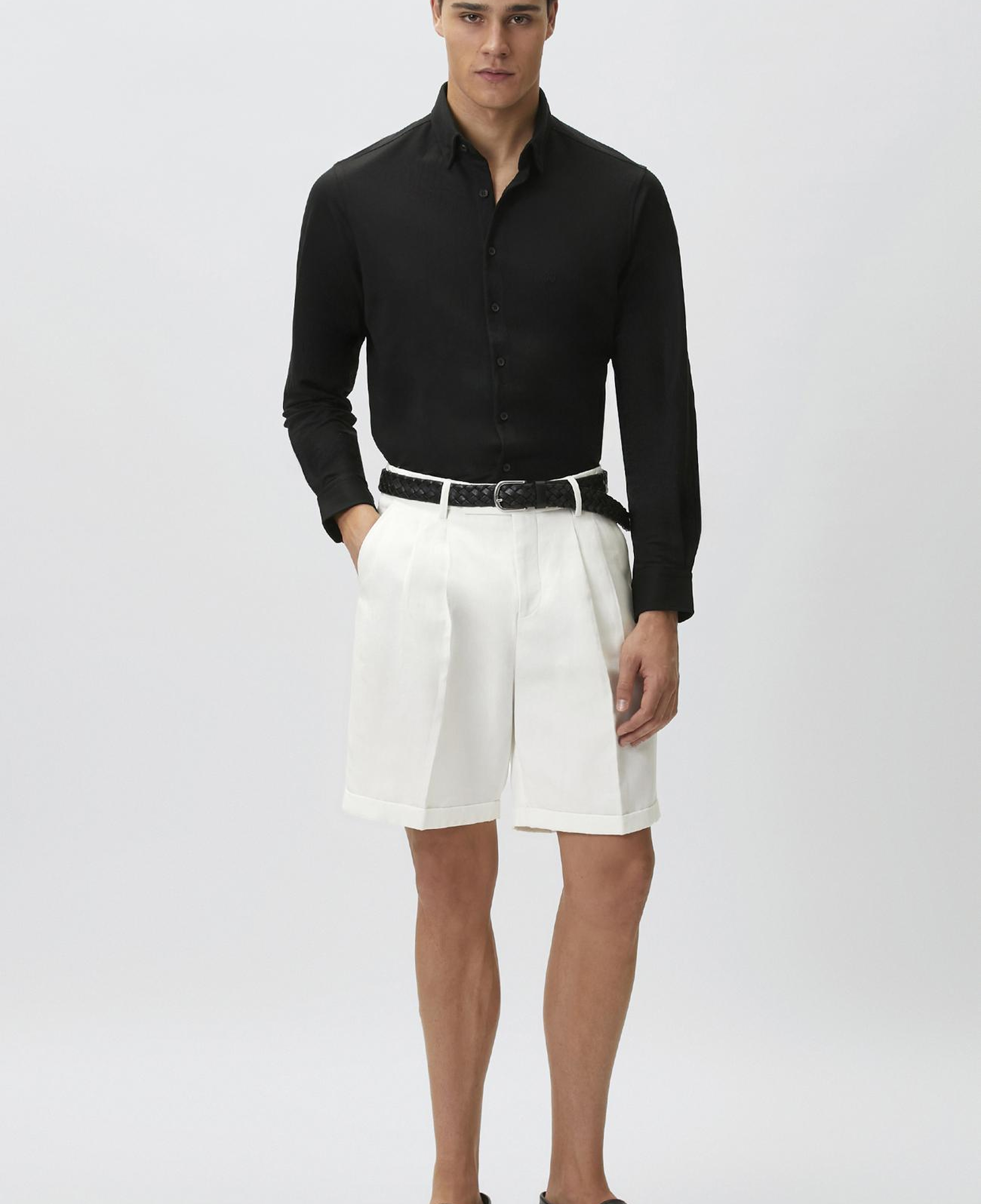 Network Erkek Slim Fit Siyah Uzun Kol Örme Gömlek