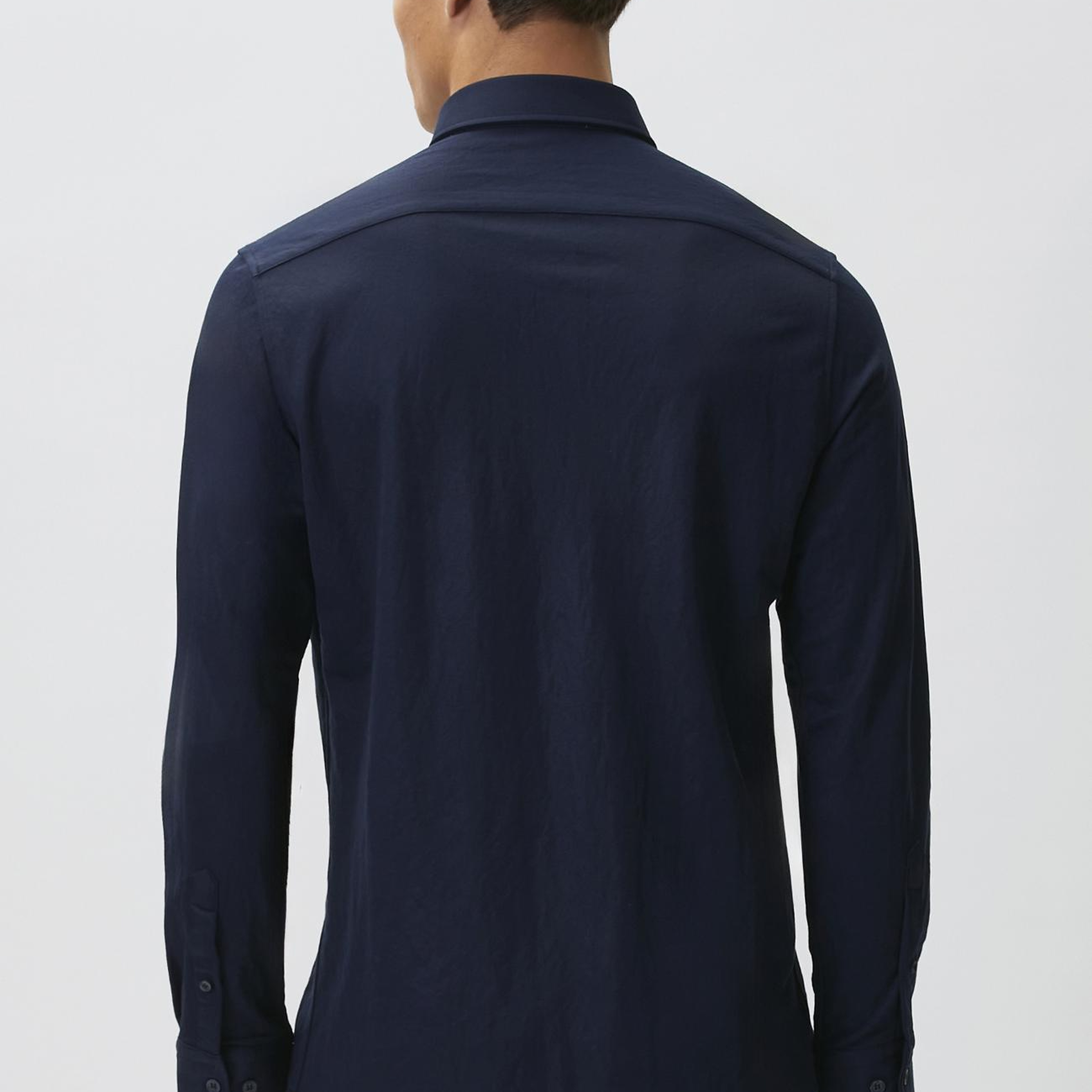 Network Erkek Slim Fit Lacivert Uzun Kol Örme Gömlek