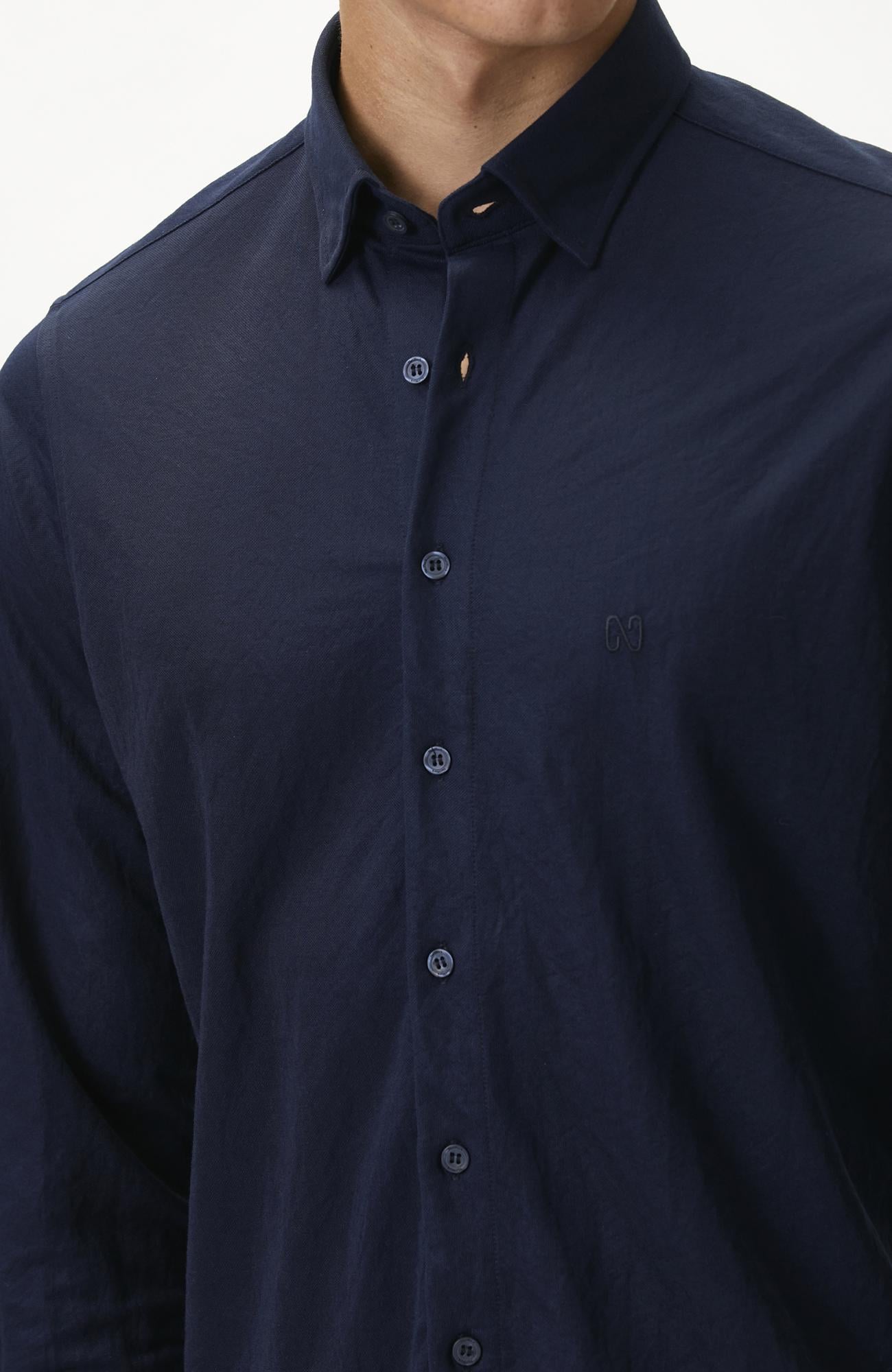 Network Erkek Slim Fit Lacivert Uzun Kol Örme Gömlek