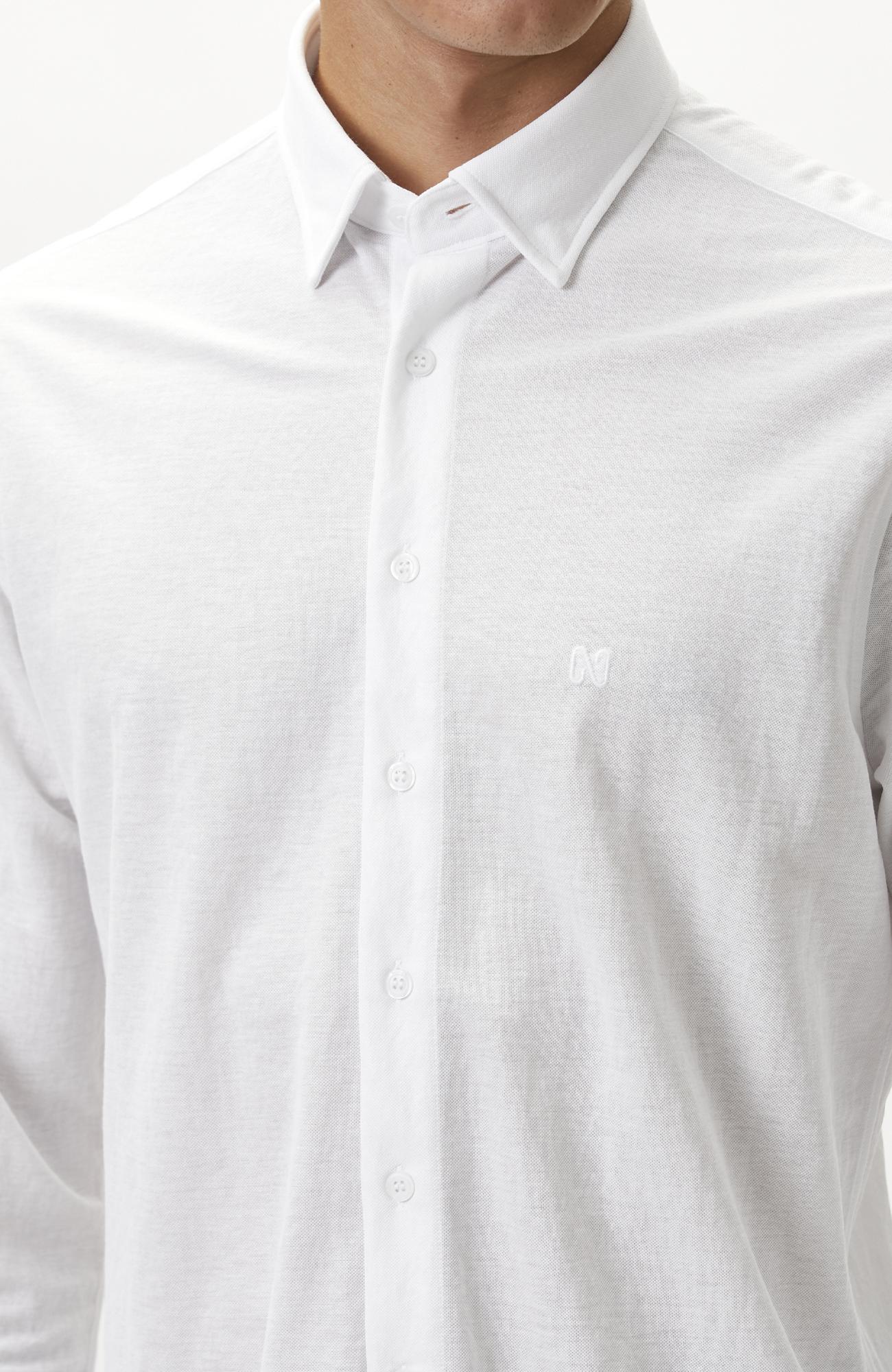 Network Erkek Slim Fit Beyaz Uzun Kol Örme Gömlek