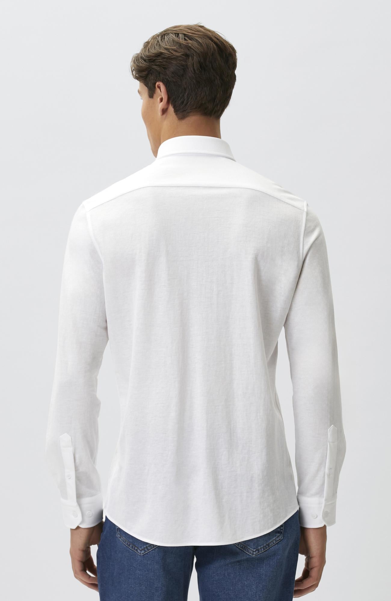Network Erkek Slim Fit Beyaz Uzun Kol Örme Gömlek