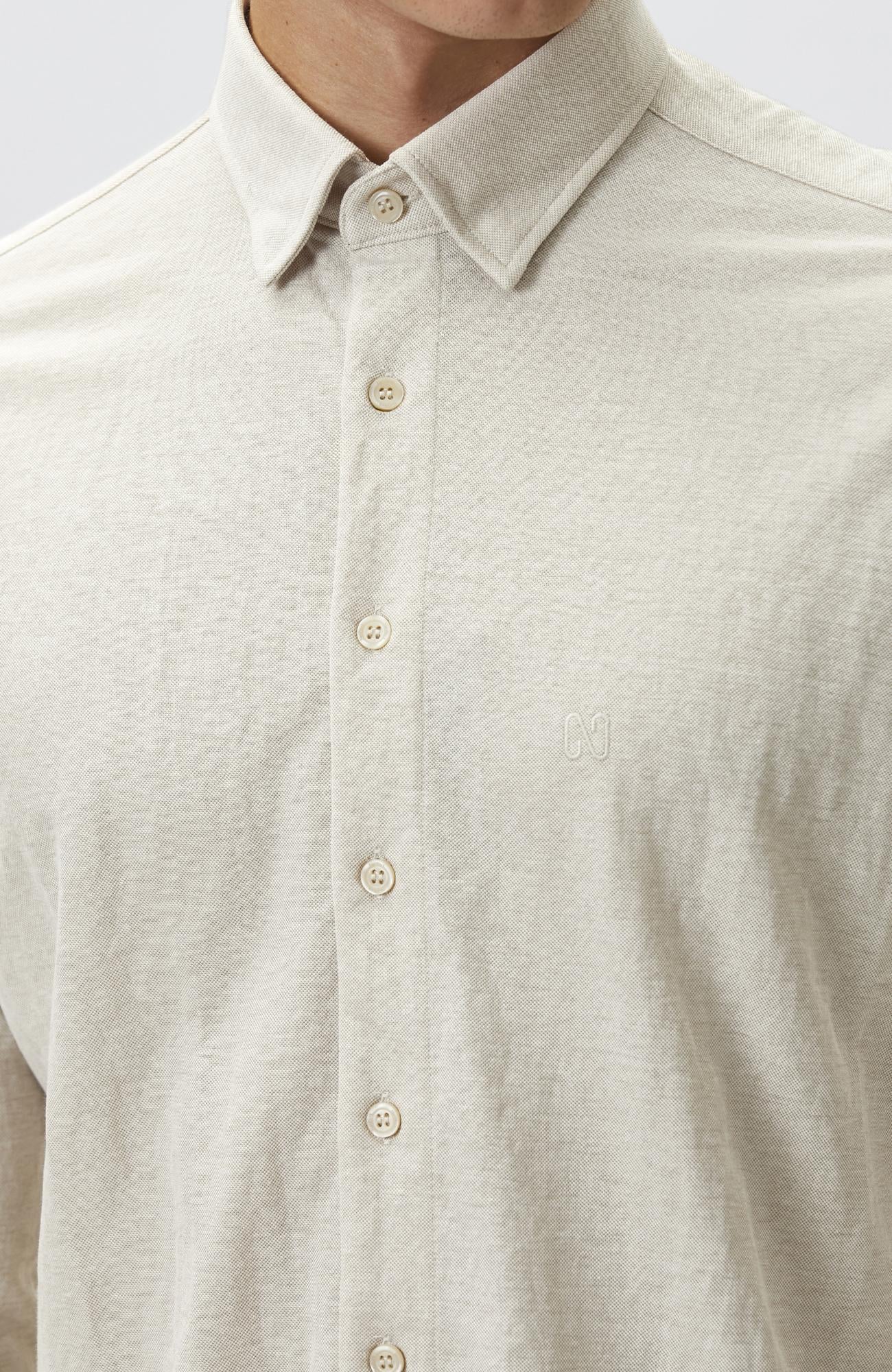 Network Erkek Slim Fit Bej Uzun Kol Örme Gömlek