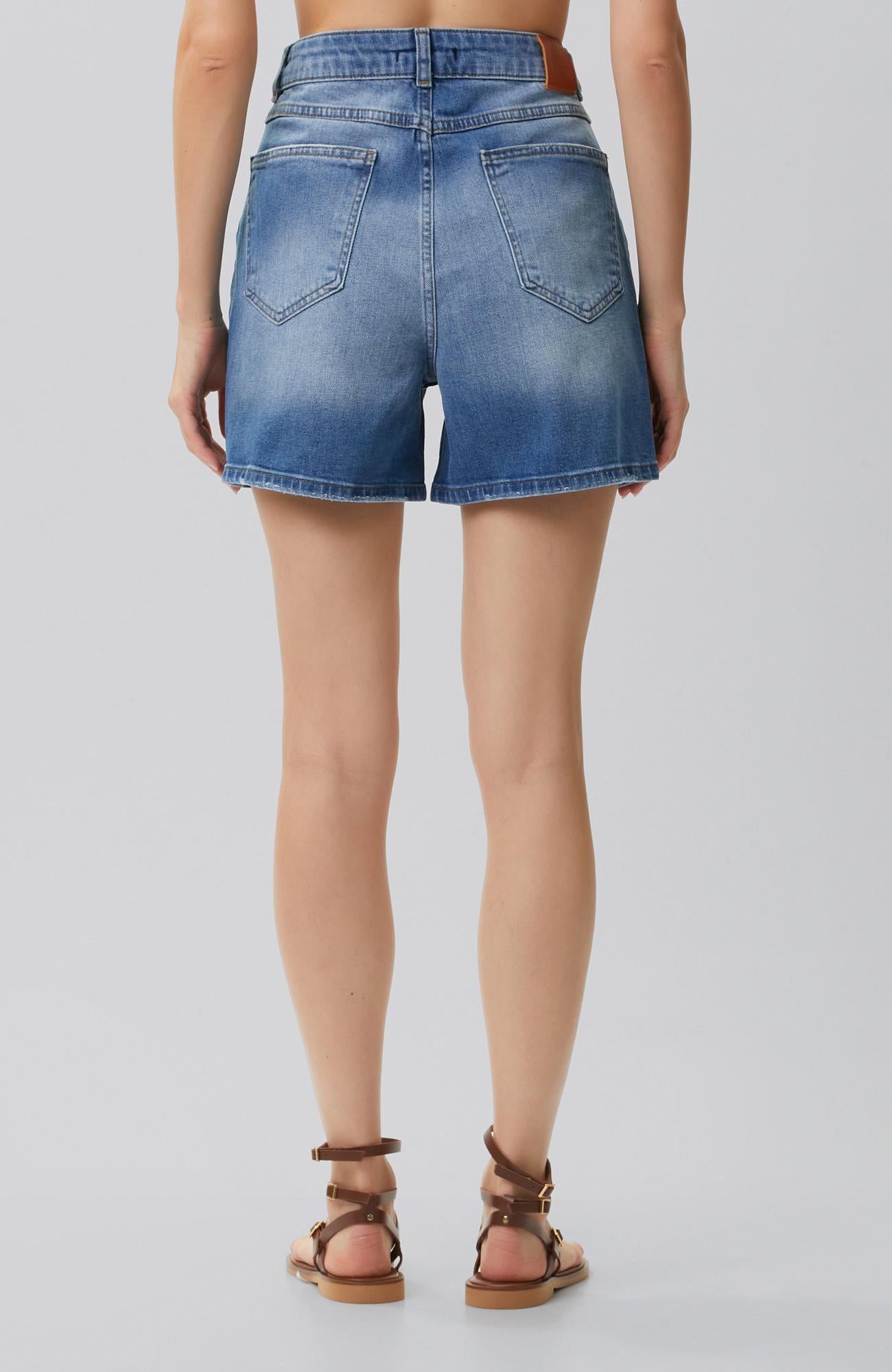 Network Kadın Açık Mavi 5 Cep Kısa Denim Şort