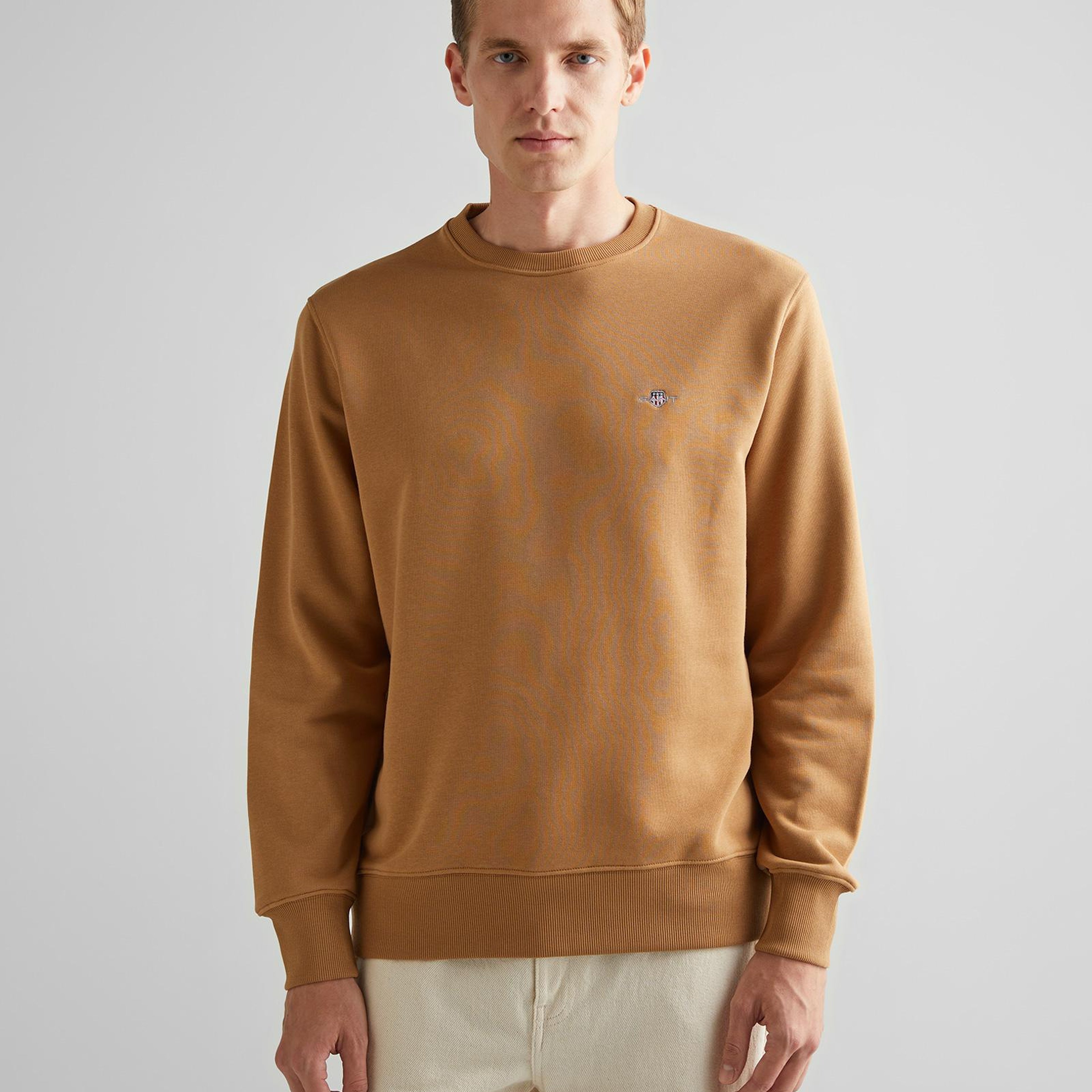 GANT Erkek Kahverengi Regular Fit Bisiklet Yaka Sweatshirt