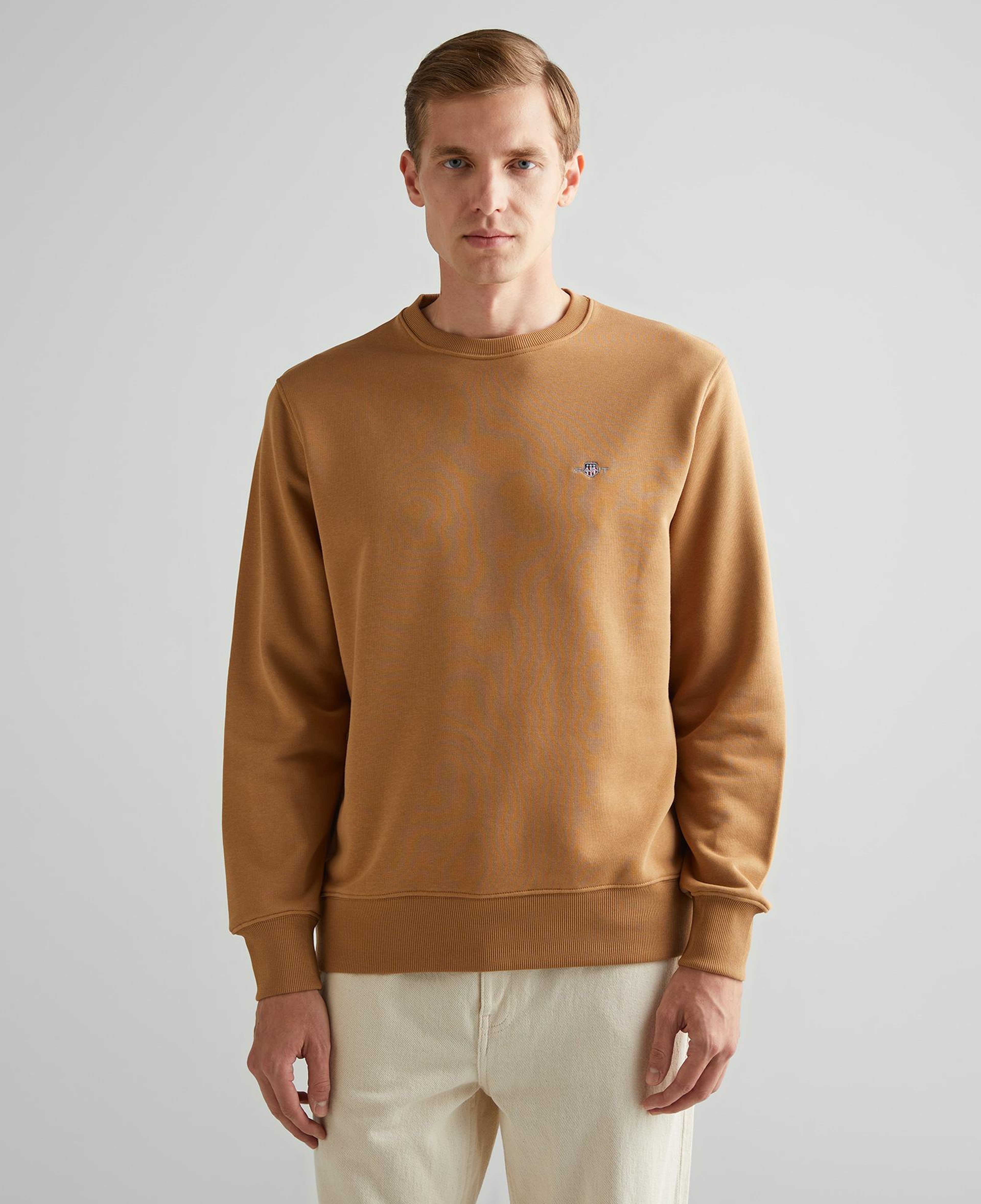 GANT Erkek Kahverengi Regular Fit Bisiklet Yaka Sweatshirt