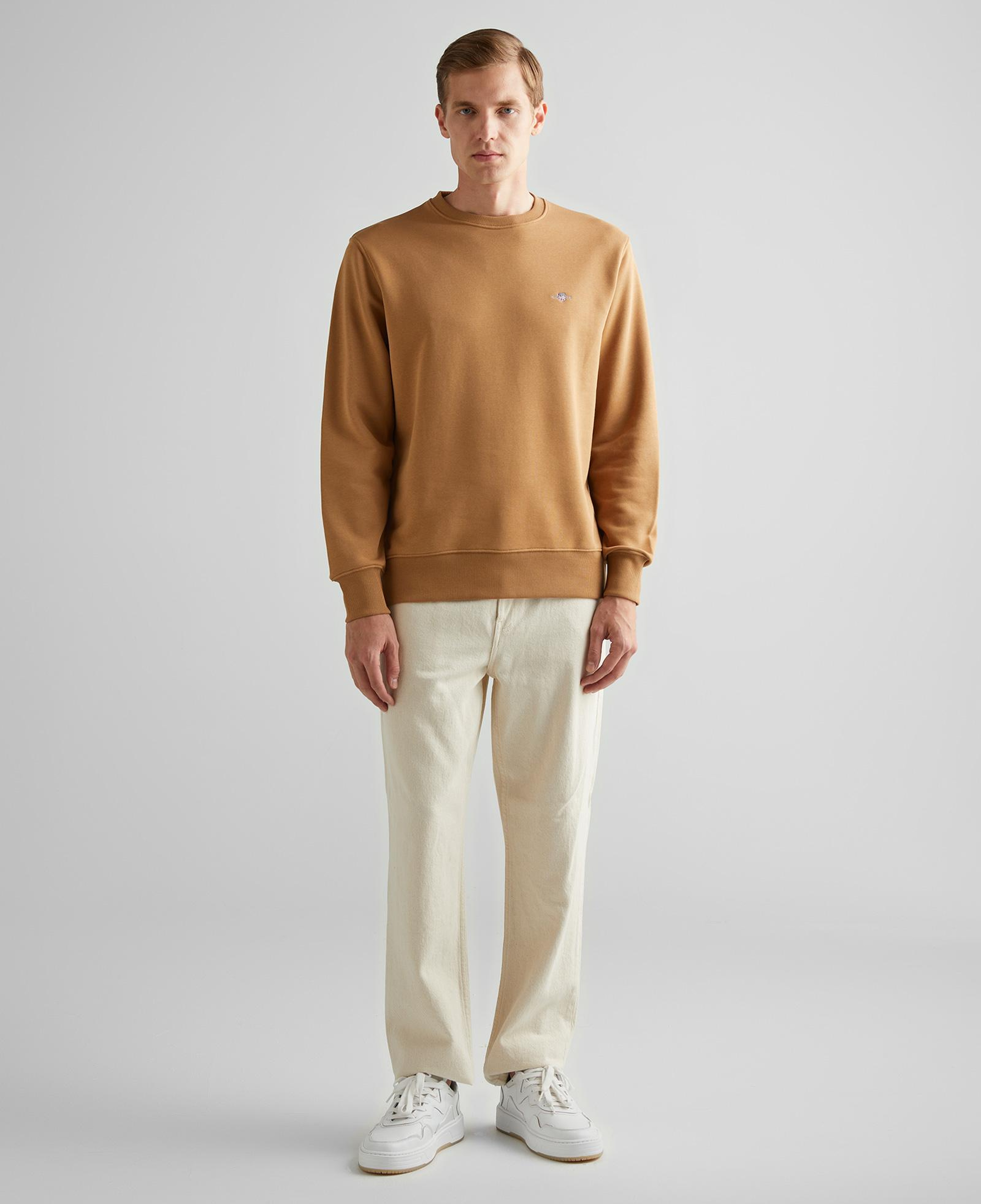 GANT Erkek Kahverengi Regular Fit Bisiklet Yaka Sweatshirt