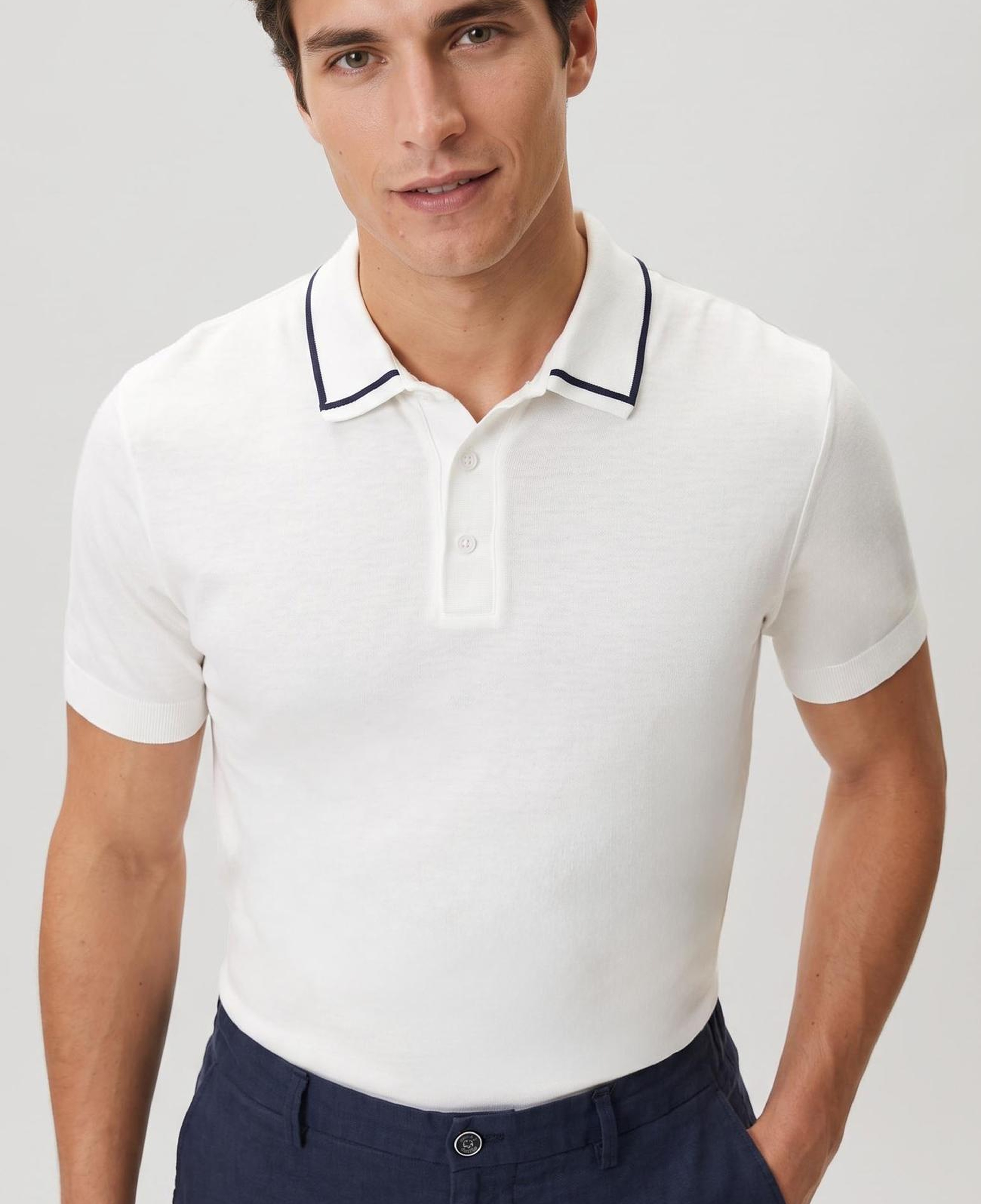 Network Erkek Beyaz Polo Yaka T-shirt